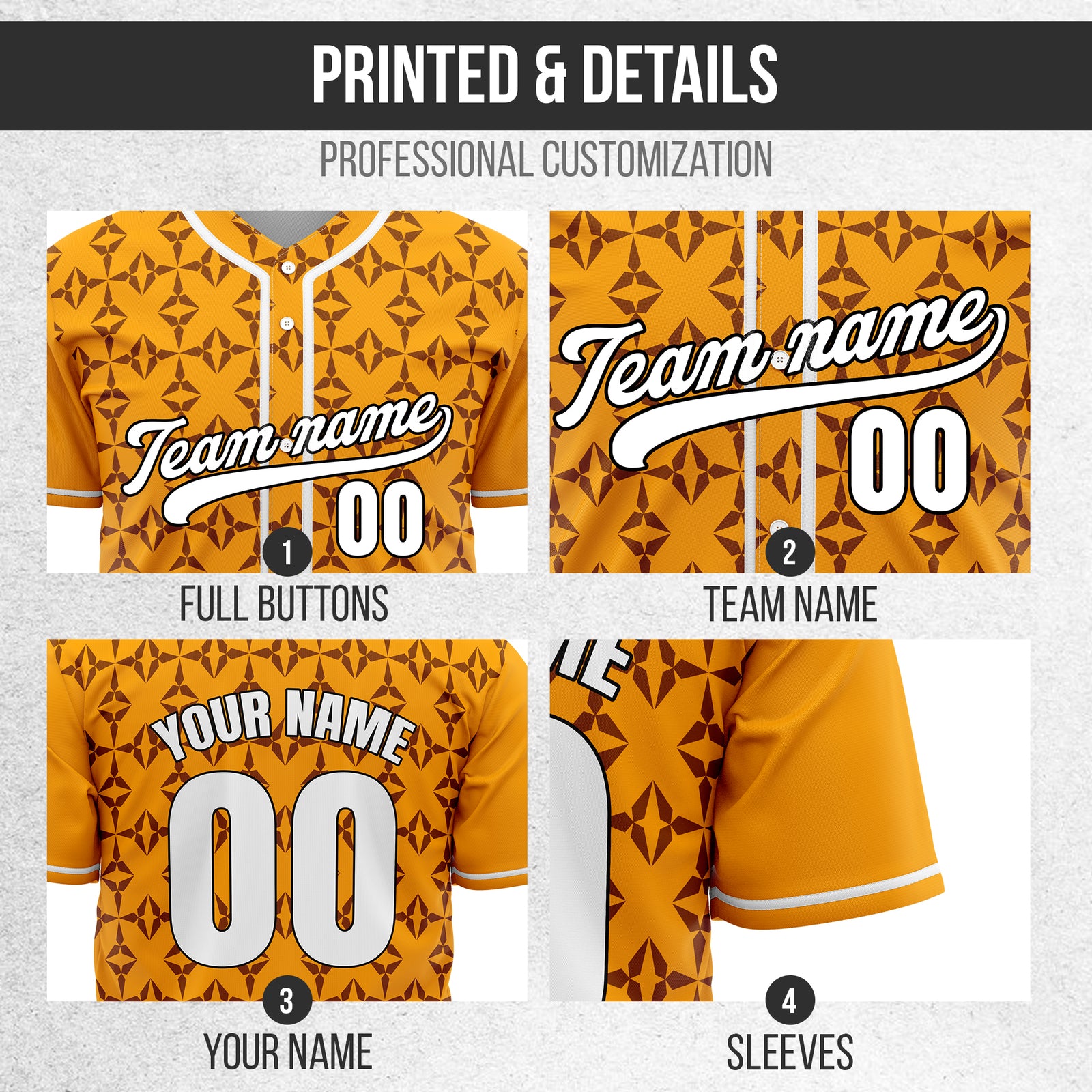 Custom Rhombic Orange Baseball Sports Jersey Personalized Uniform with Name & Number