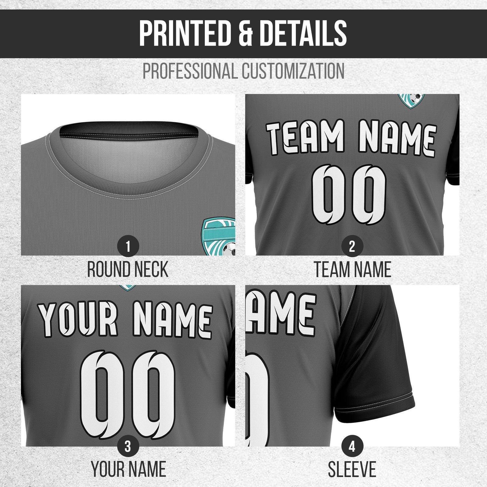 Custom BaseLine Stripe Dark Grey Soccer sport Tops Jersey