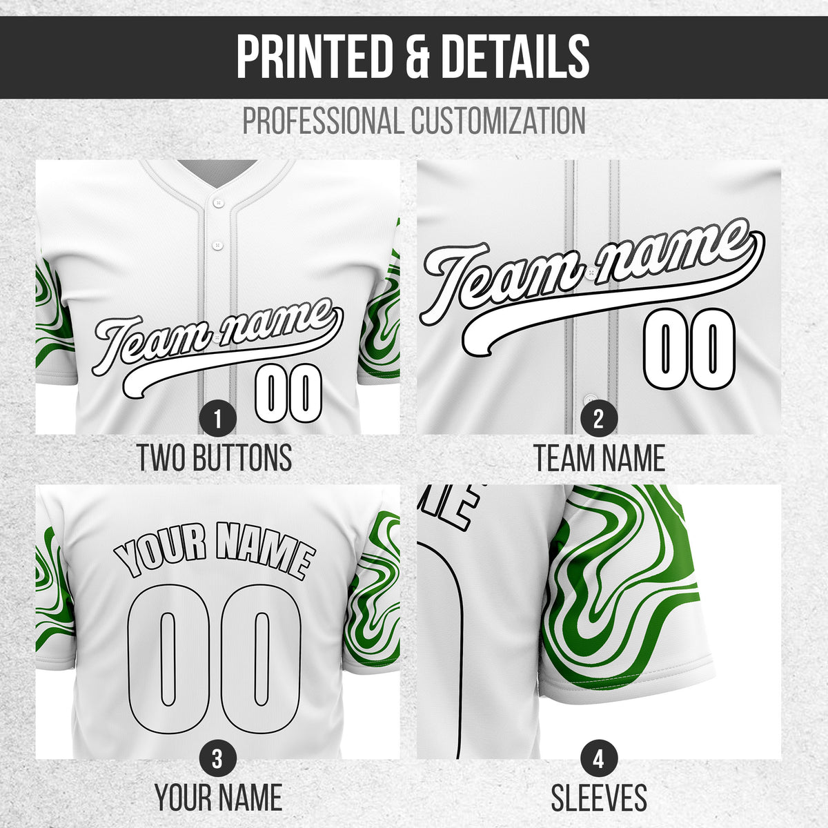 Custom Wave White Baseball Sports Jerseys Personalized Uniform with Name & Numbers