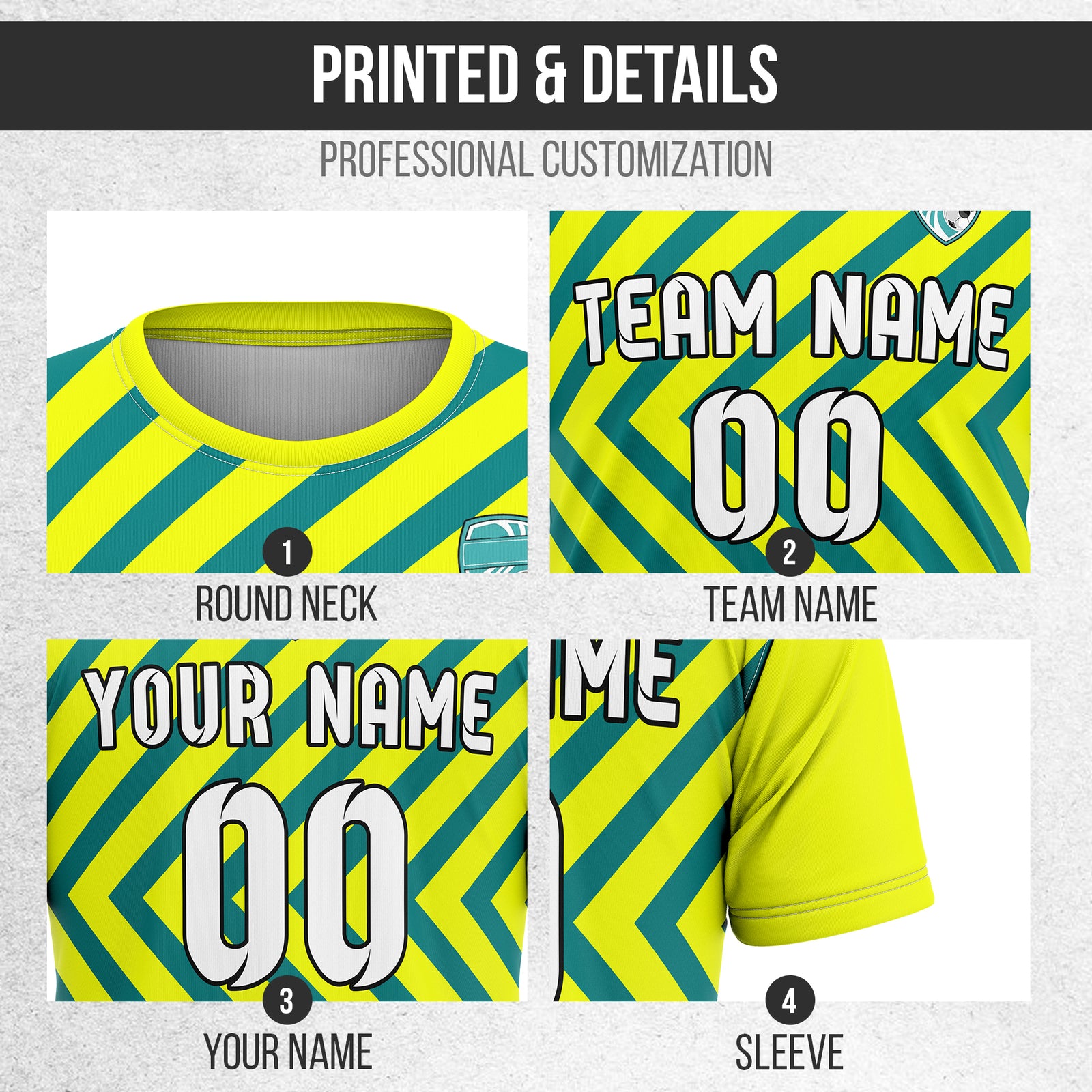 Custom SwiftStripe Yellow Soccer sport Tops Jersey