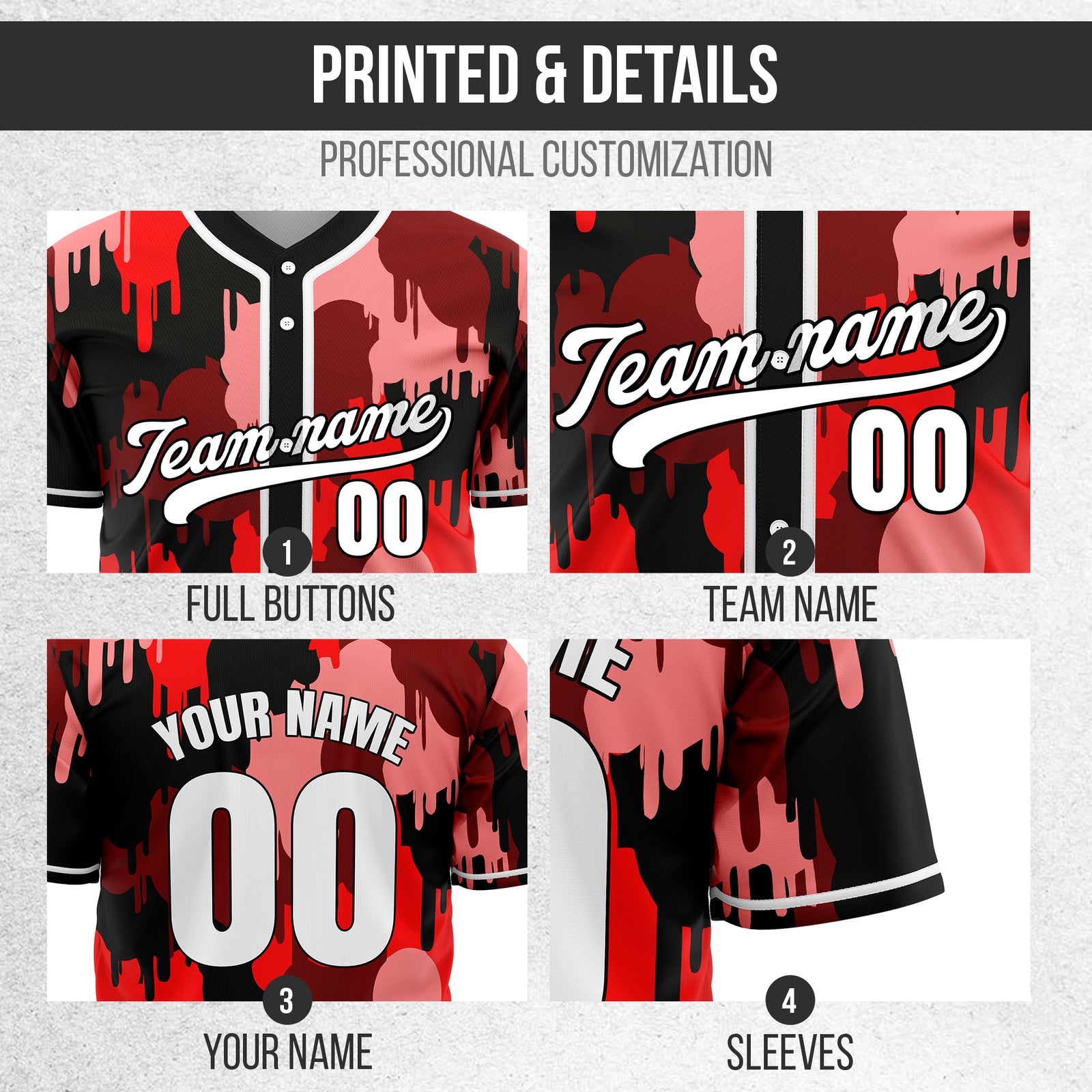 Custom Paint Hustlers Red Baseball Sports Jersey Personalized Uniform with Name & Number