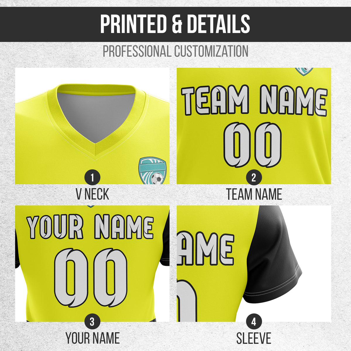 Custom BaseLine V Stripe Pattern Yellow Soccer sport Tops Jersey