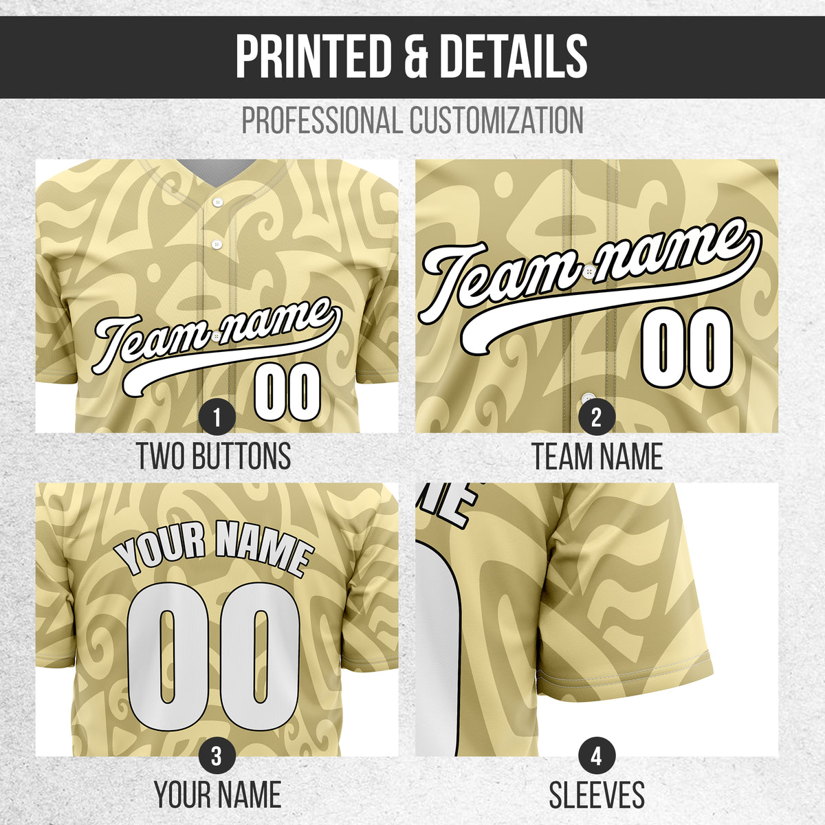 Custom Hawaii Blaze Khaki Baseball Sports Jersey Personalized Uniform with Name & Number