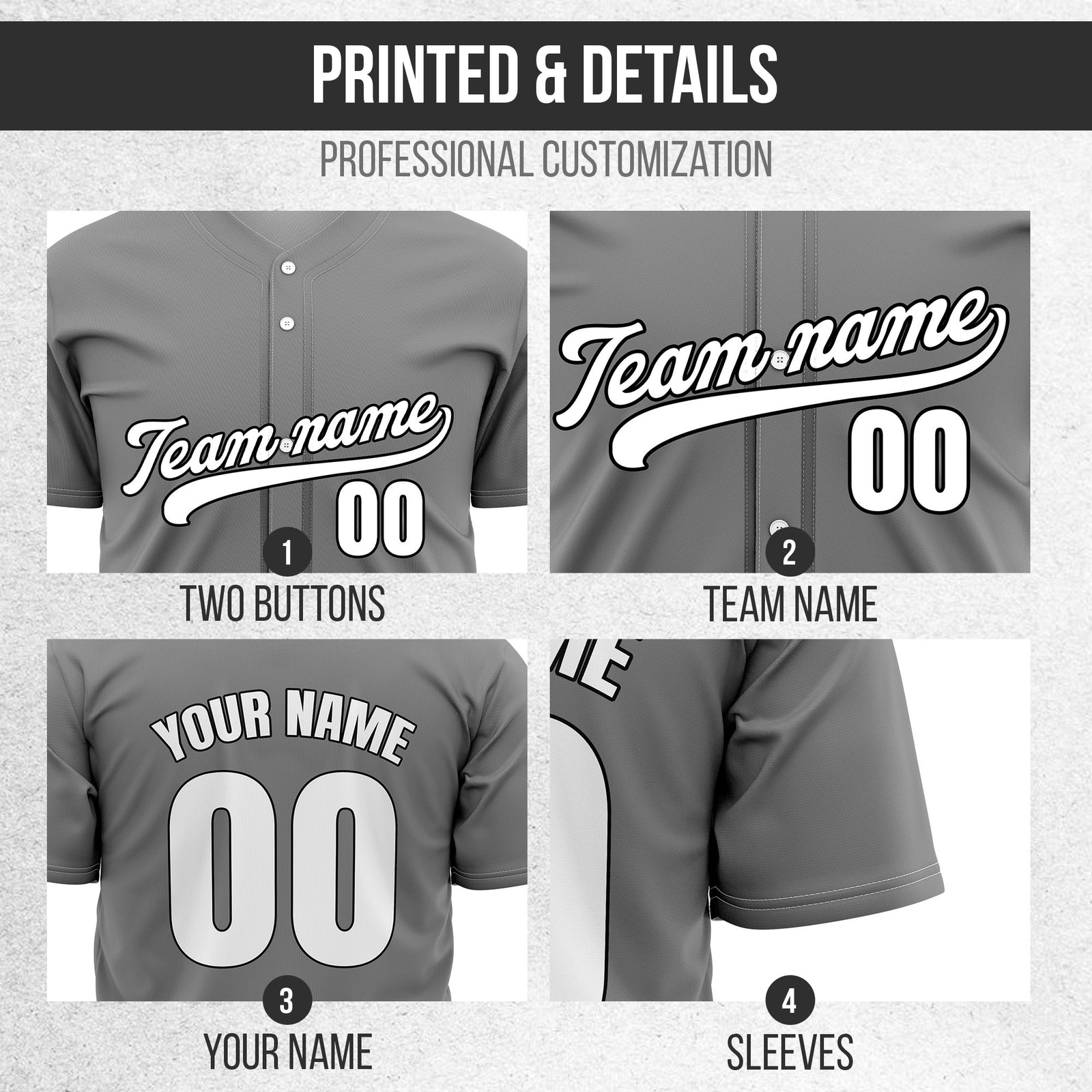 Custom Wave Grey Baseball Sports Jersey Personalized Uniform with Name & Number