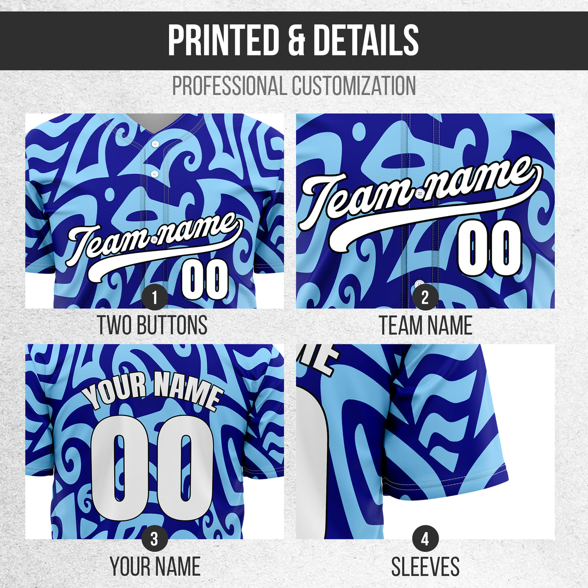 Custom Hawaii Blaze Blue Baseball Sports Jersey Personalized Uniform with Name & Number