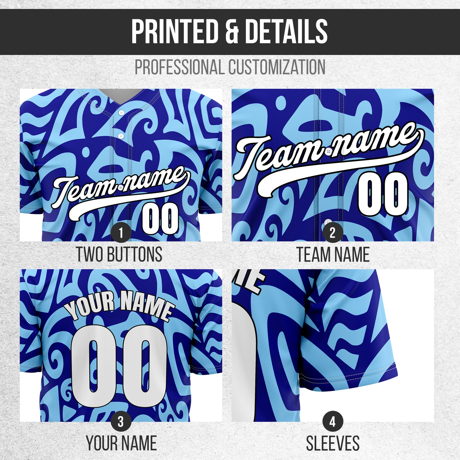 Custom Hawaii Blaze Blue Baseball Sports Jersey Personalized Uniform with Name & Number