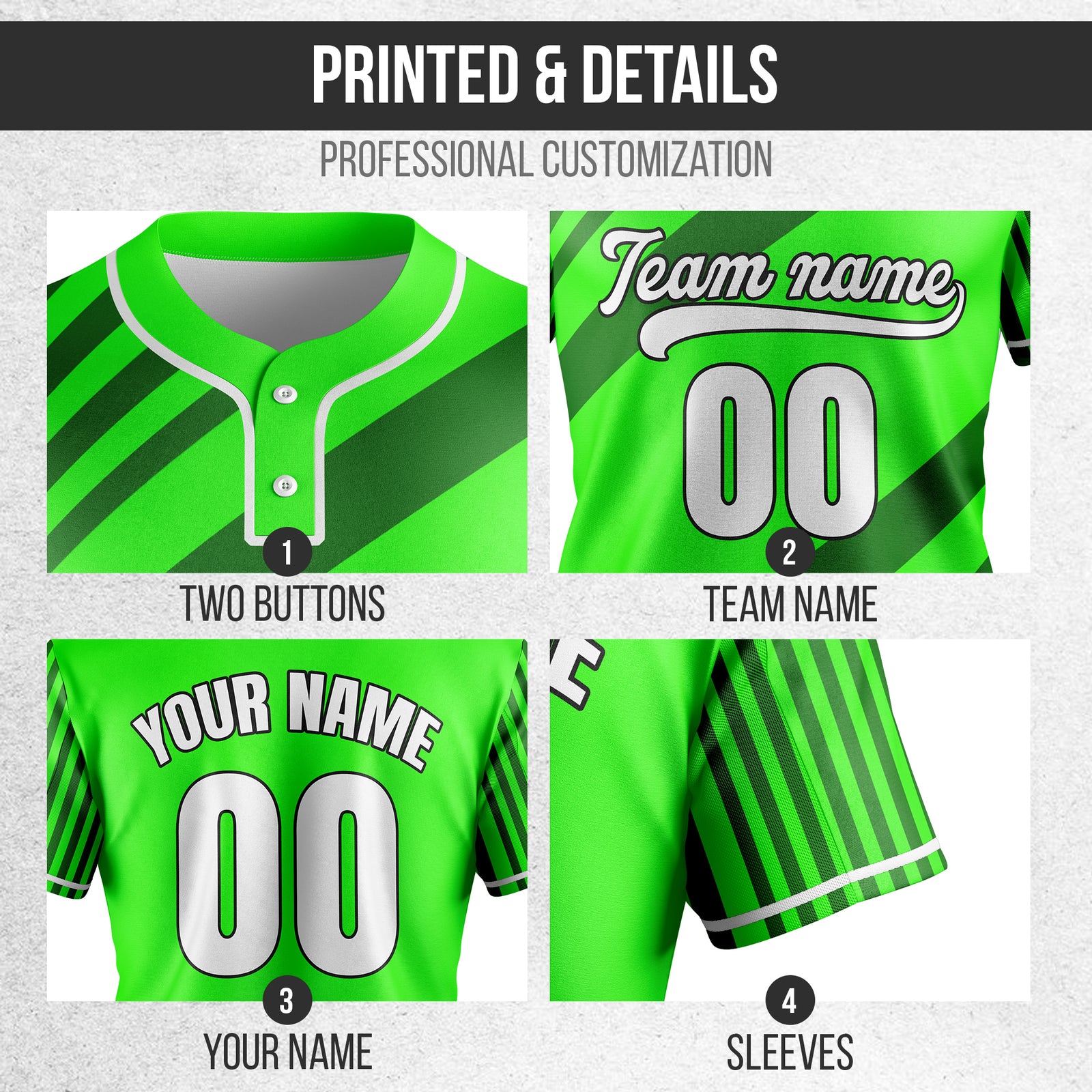 Custom Vibe Split Green Baseball Sports Jersey Personalized Uniform with Name & Number