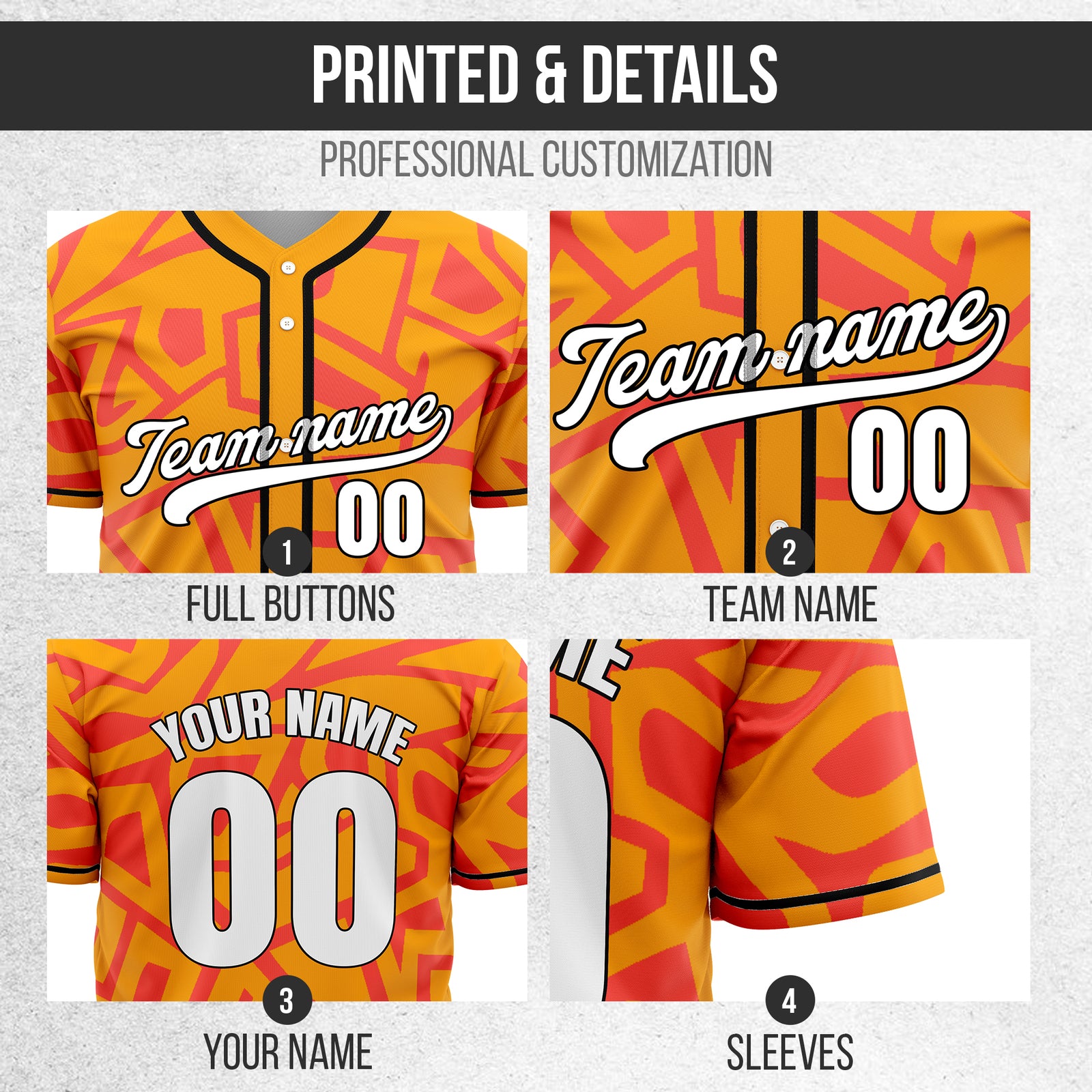 Custom Shadow Rebels Orange Baseball Sports Jersey Personalized Uniform with Name & Number
