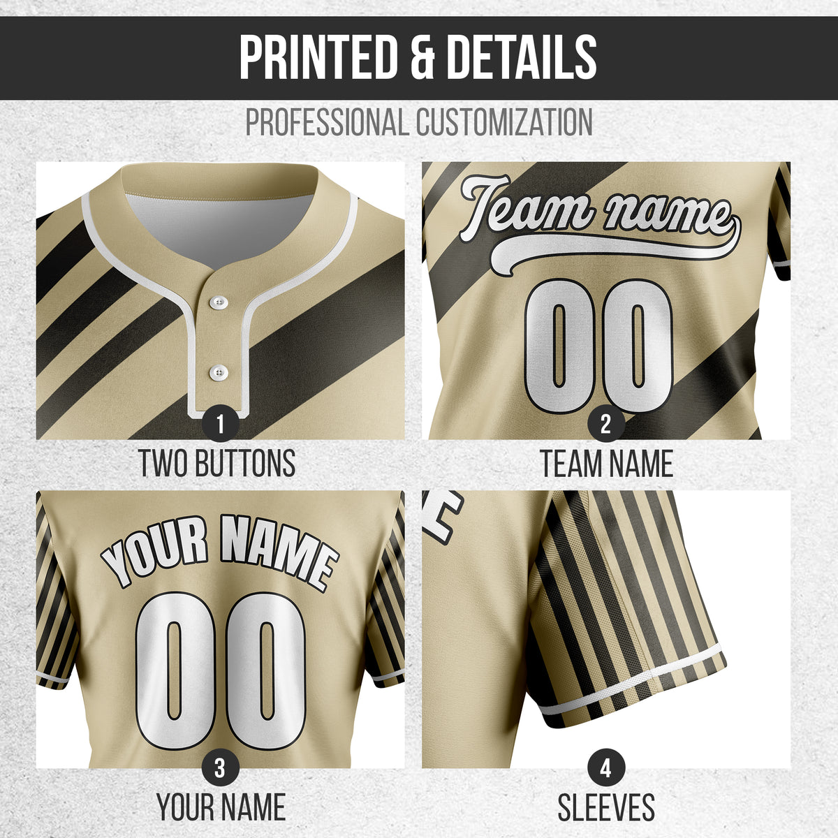 Custom Vibe Split Khaki Baseball Sports Jersey Personalized Uniform with Name & Number
