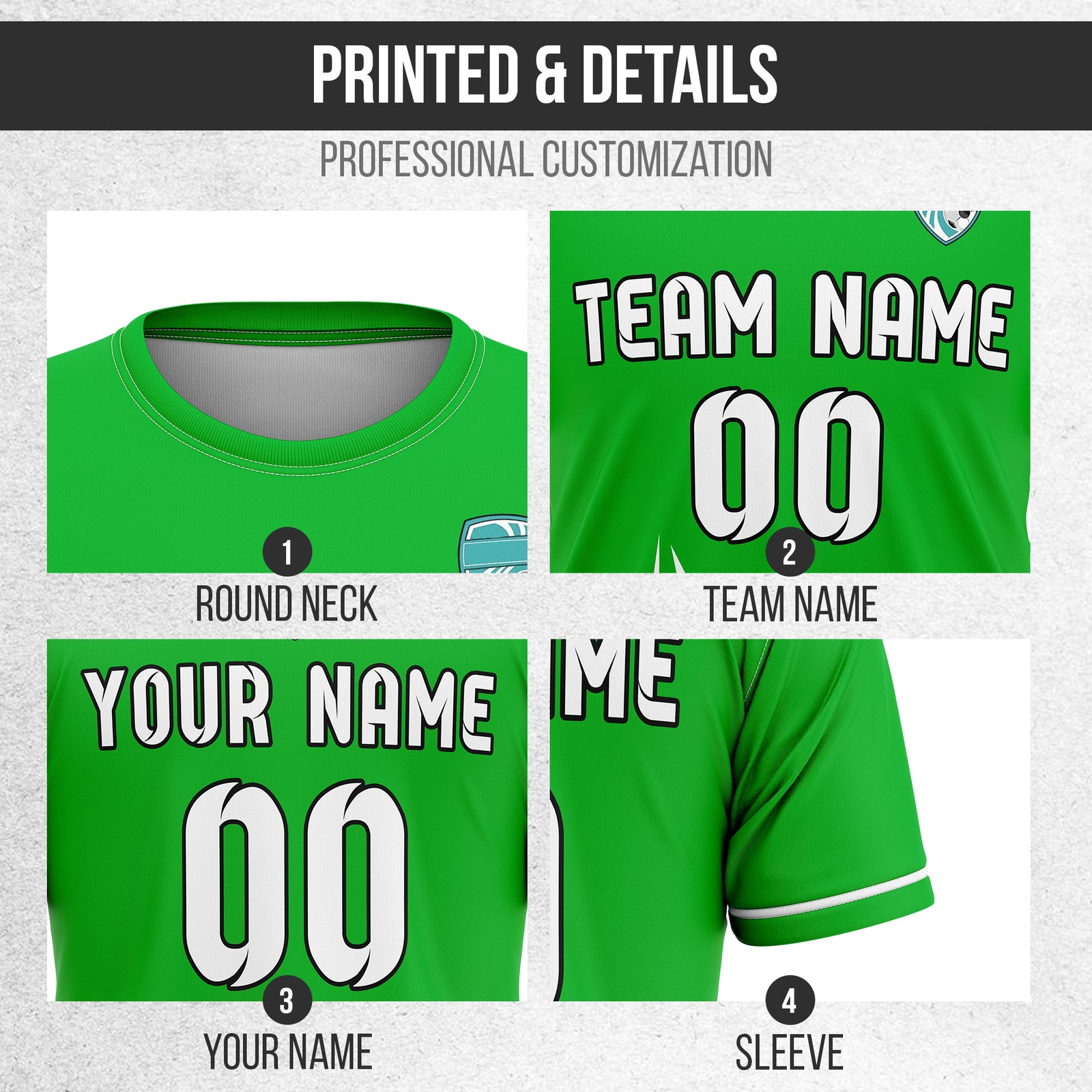 Custom Spark Strike R Side Pattern Soccer Green Sport Tops Jersey