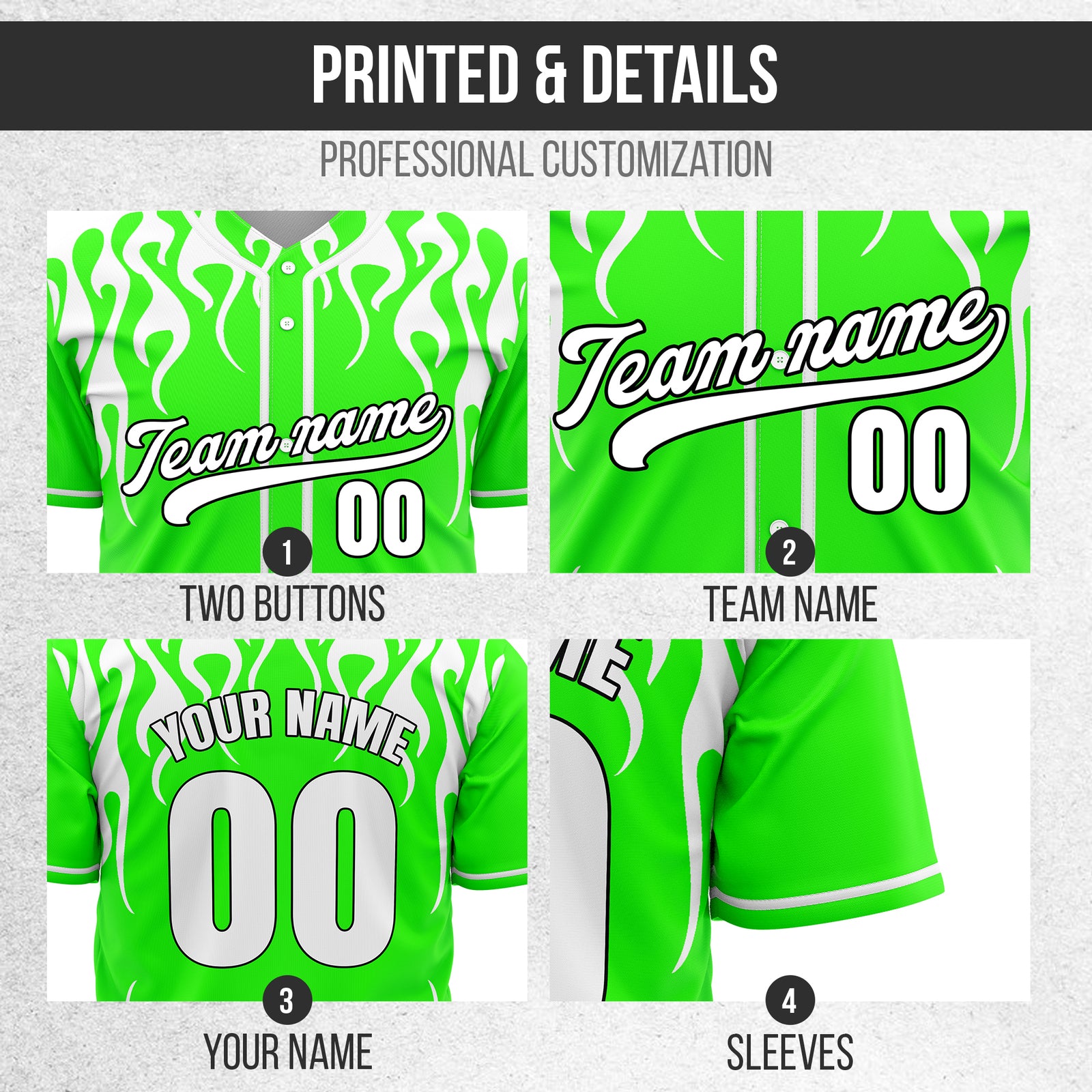 Custom Frostburn Neon Green Baseball Sports Jersey Personalized Uniform with Name & Number