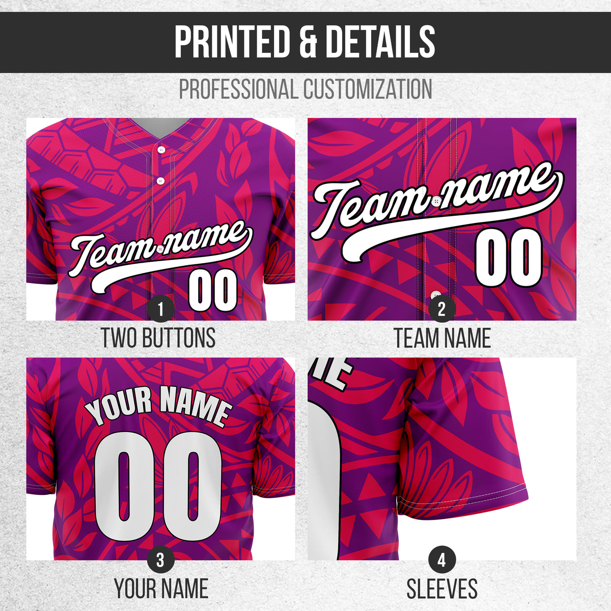 Custom Hawaii Storm Purple Baseball Sports Jersey Personalized Uniform with Name & Number