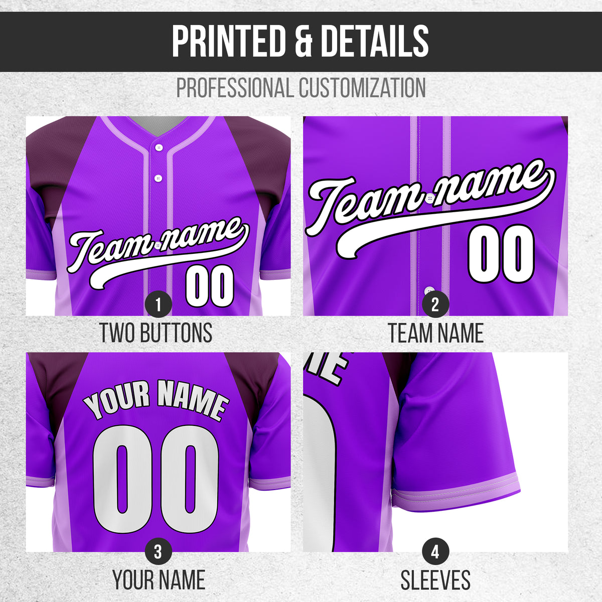 Custom Timeless Stripes Baseball Purple Sports Jersey Personalized Uniform with Name & Number