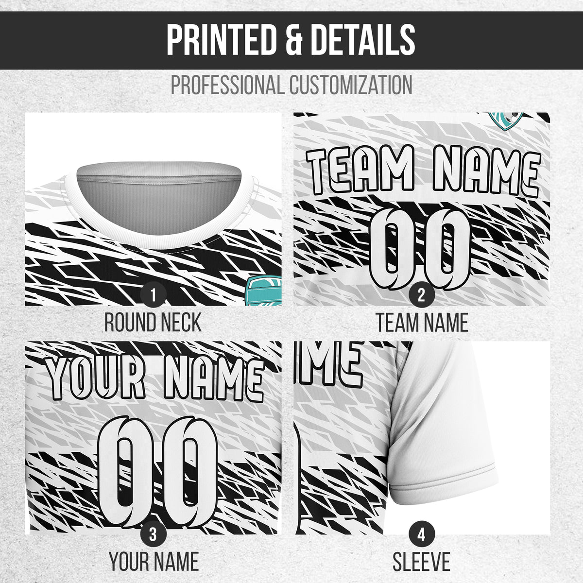 Custom Flare Strike R-Full Pattern Soccer White Sport Tops Jersey