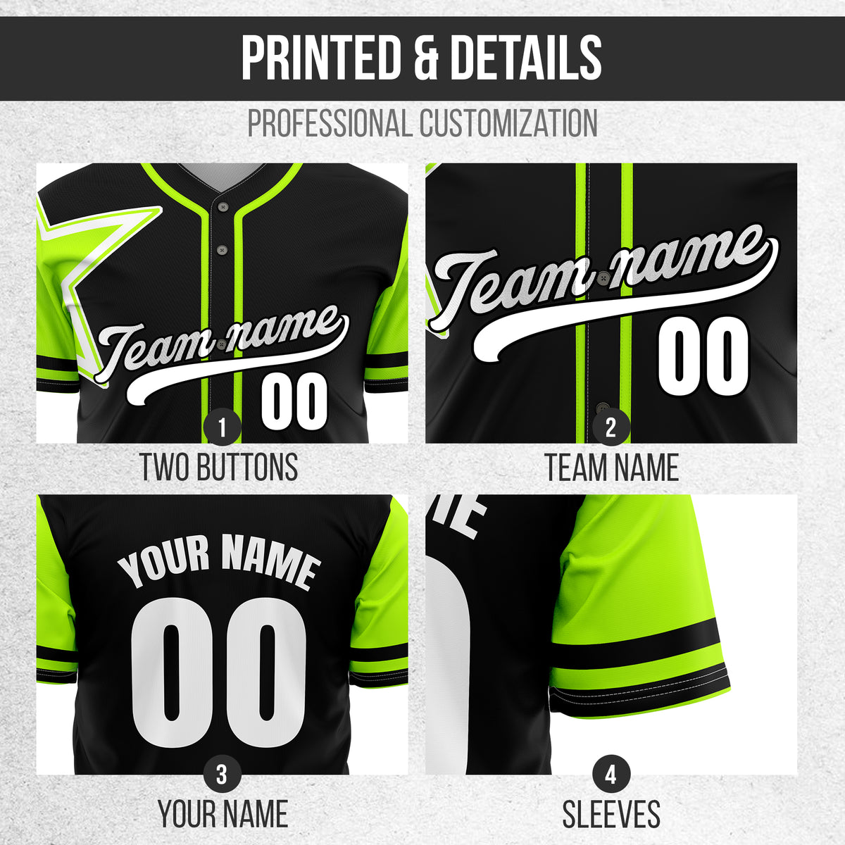 Custom Star Classic Baseball Black Sports Jersey Personalized Uniform with Name & Number