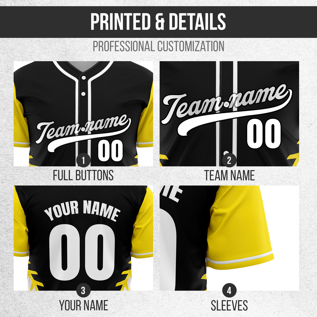 Custom Stitchline Baseball Black Sports Jersey Personalized Uniform with Name & Number