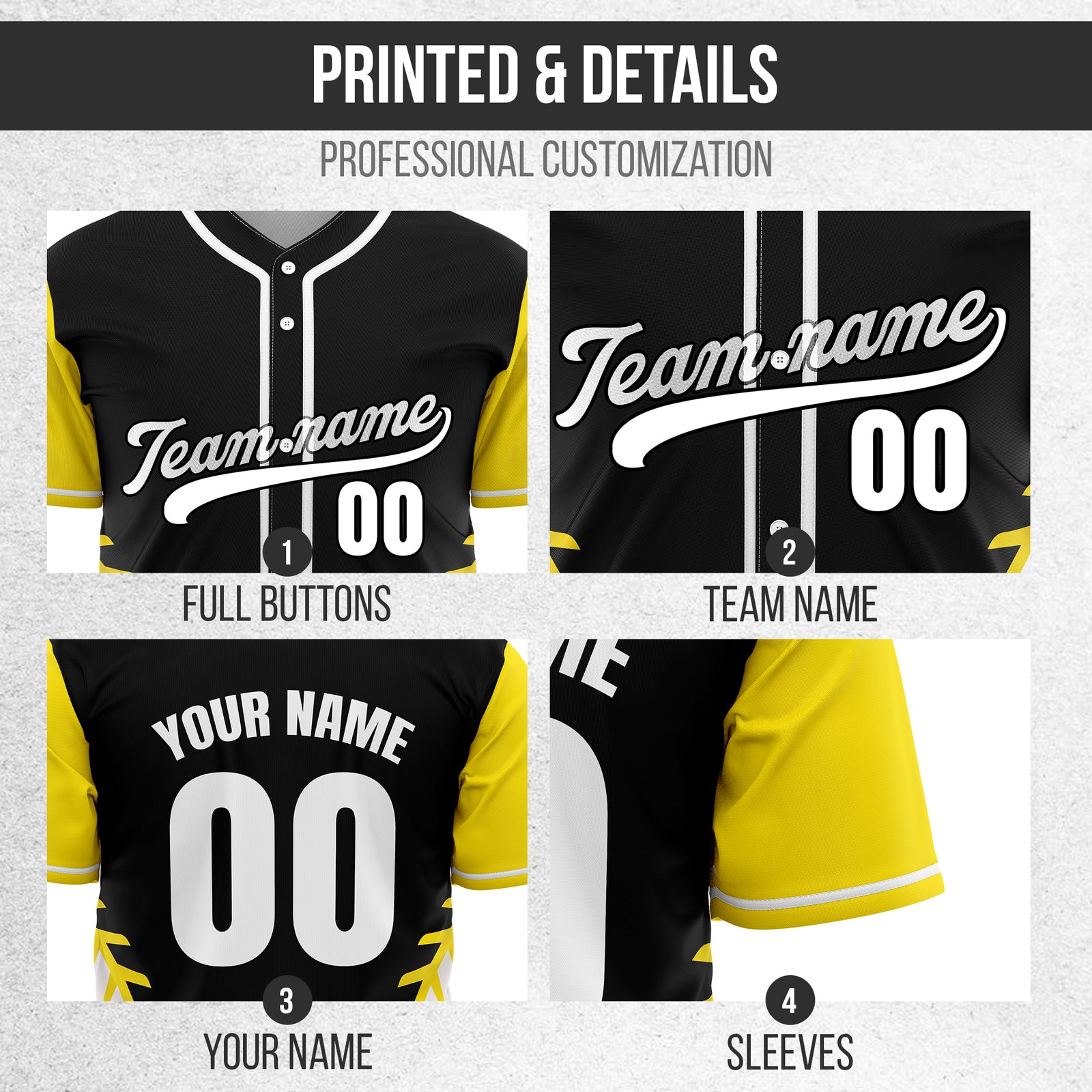 Custom Stitchline Baseball Black Sports Jersey Personalized Uniform with Name & Number