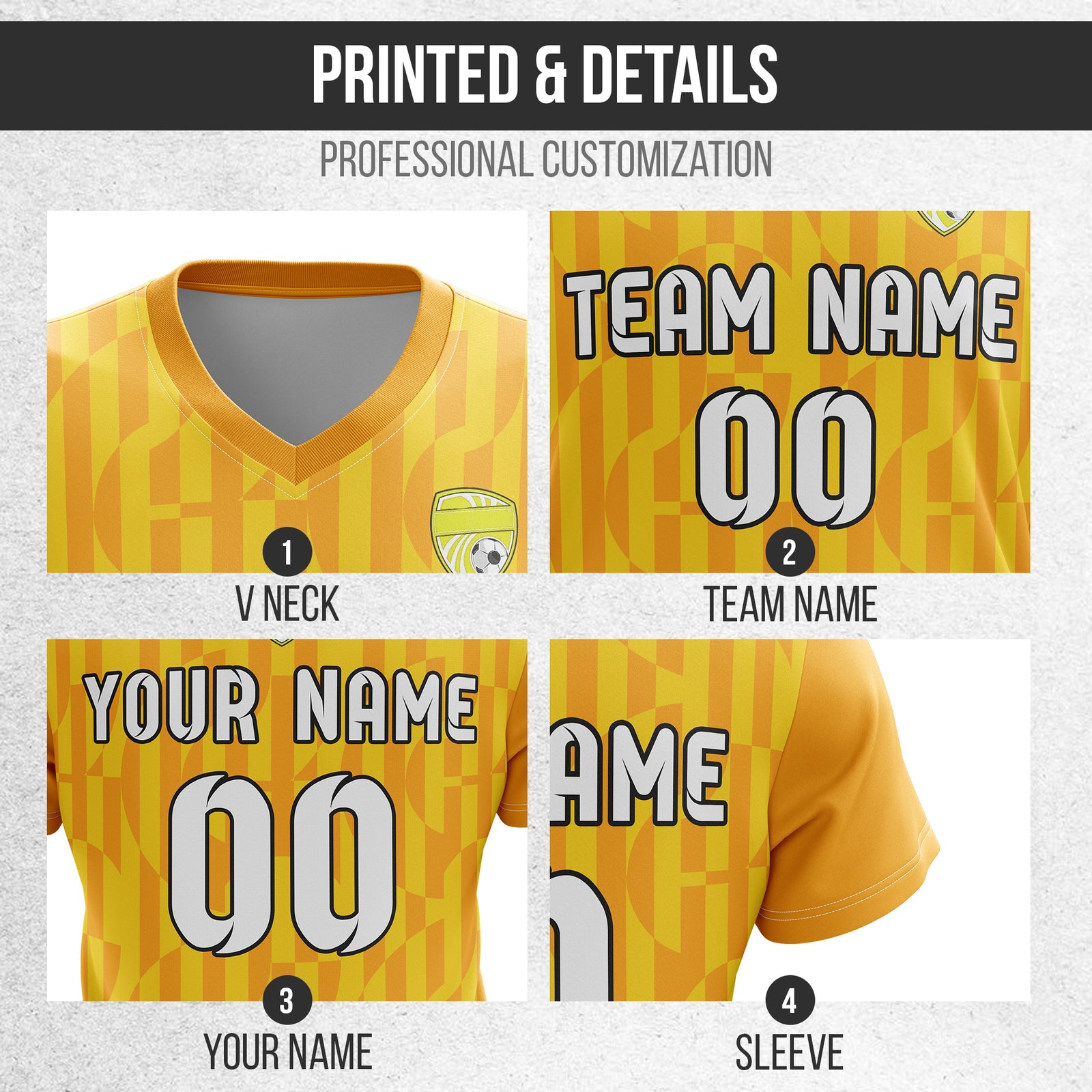Custom Pulse Grid V-Full Pattern Orange Soccer sport Tops Jersey