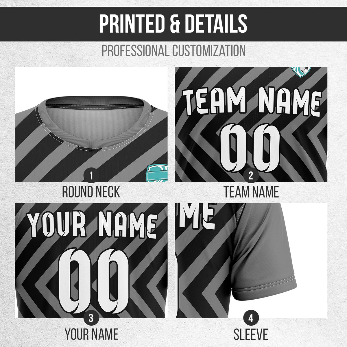 Custom SwiftStripe Dark Grey Soccer sport Tops Jersey