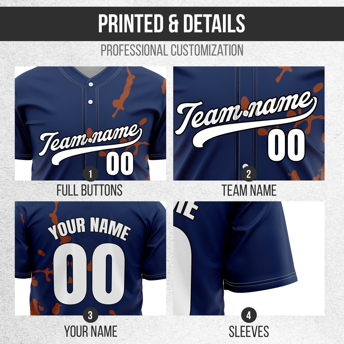 Custom Ink Paint Pop Navy Sports Jersey Personalized Uniform with Name & Number