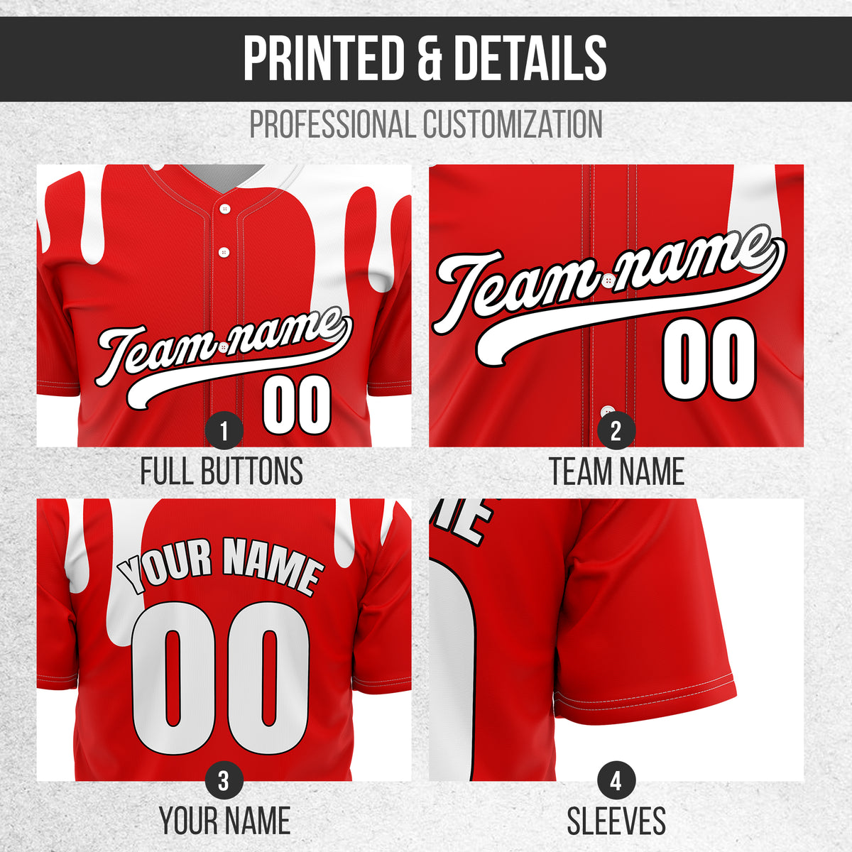 Custom Ink Dripline Red Sports Jersey Personalized Uniform with Name & Number
