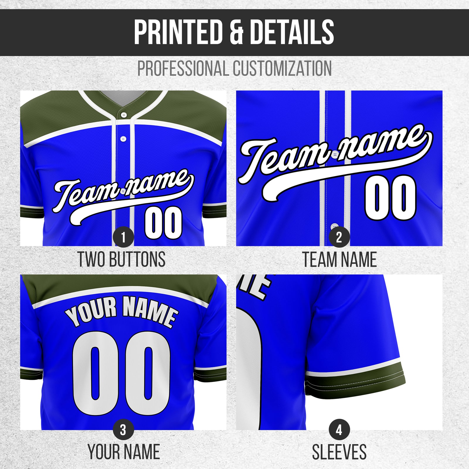 Custom Marquee Classic Baseball Blue Sports Jersey Personalized Uniform with Name & Number