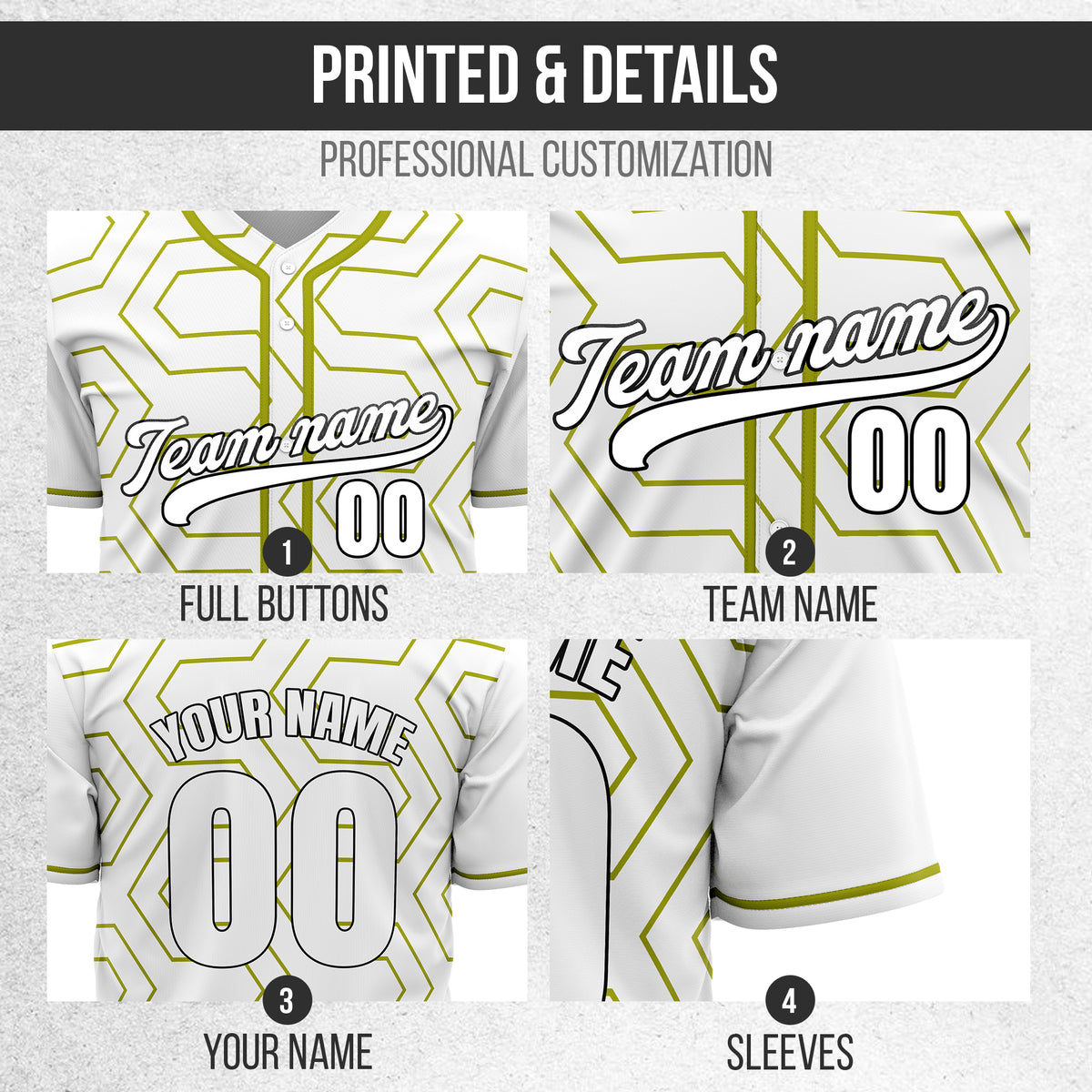 Custom Rhombus Rush White Baseball Sports Jersey Personalized Uniform with Name & Number