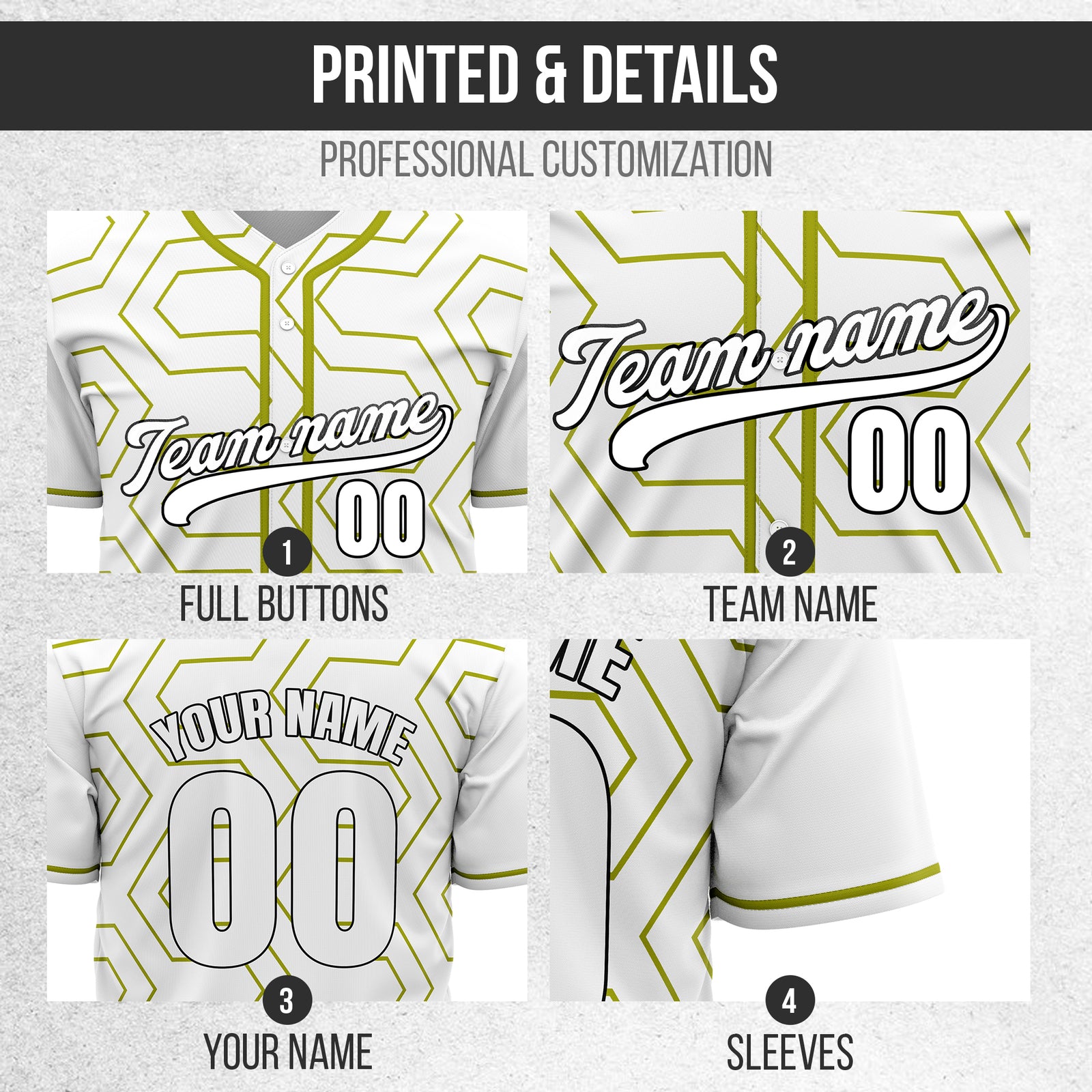 Custom Rhombus Rush White Baseball Sports Jersey Personalized Uniform with Name & Number