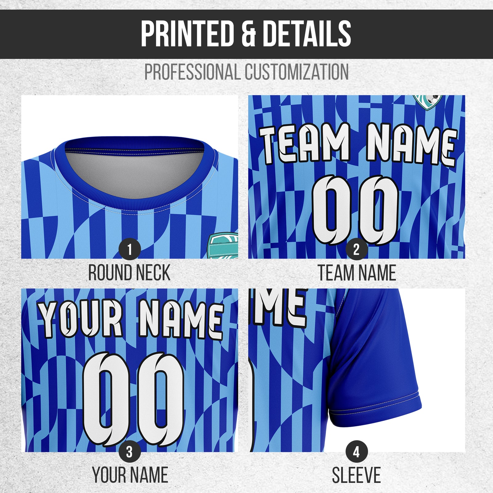 Custom Pulse Grid R-Full Pattern Soccer Navy Sport Tops Jersey