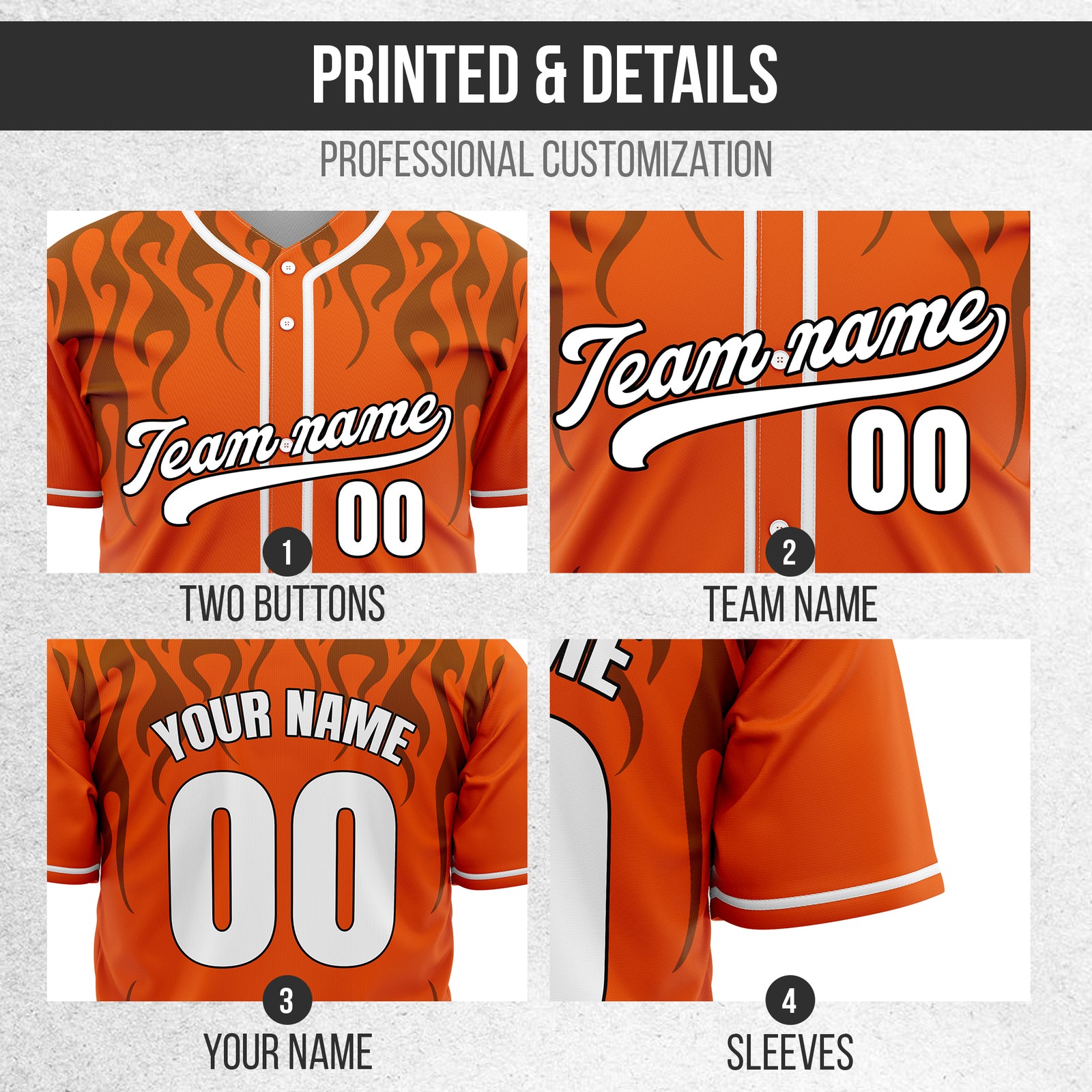 Custom Frostburn Orange Baseball Sports Jersey Personalized Uniform with Name & Number