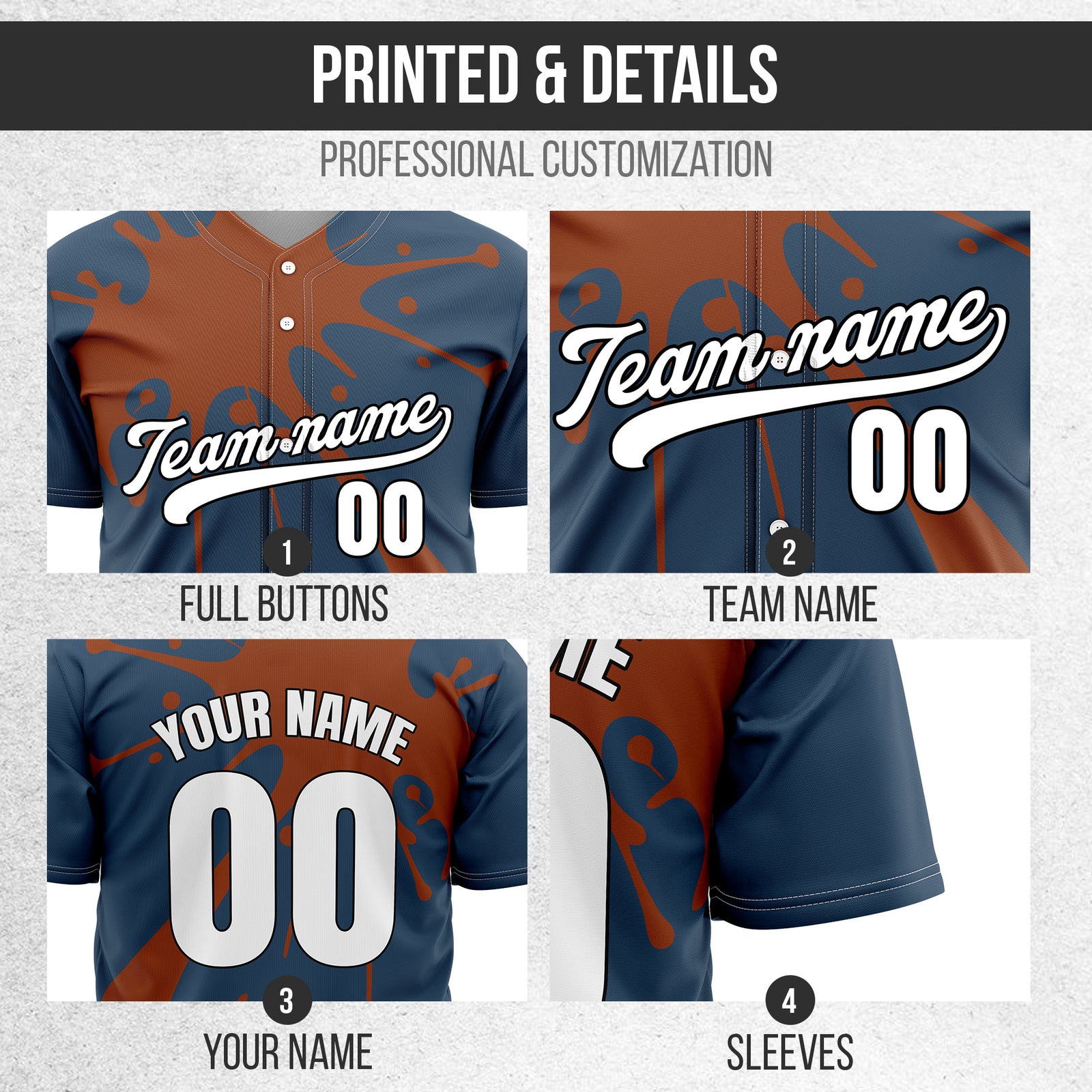 Custom Paint Burst Navy Sports Jersey Personalized Uniform with Name & Number