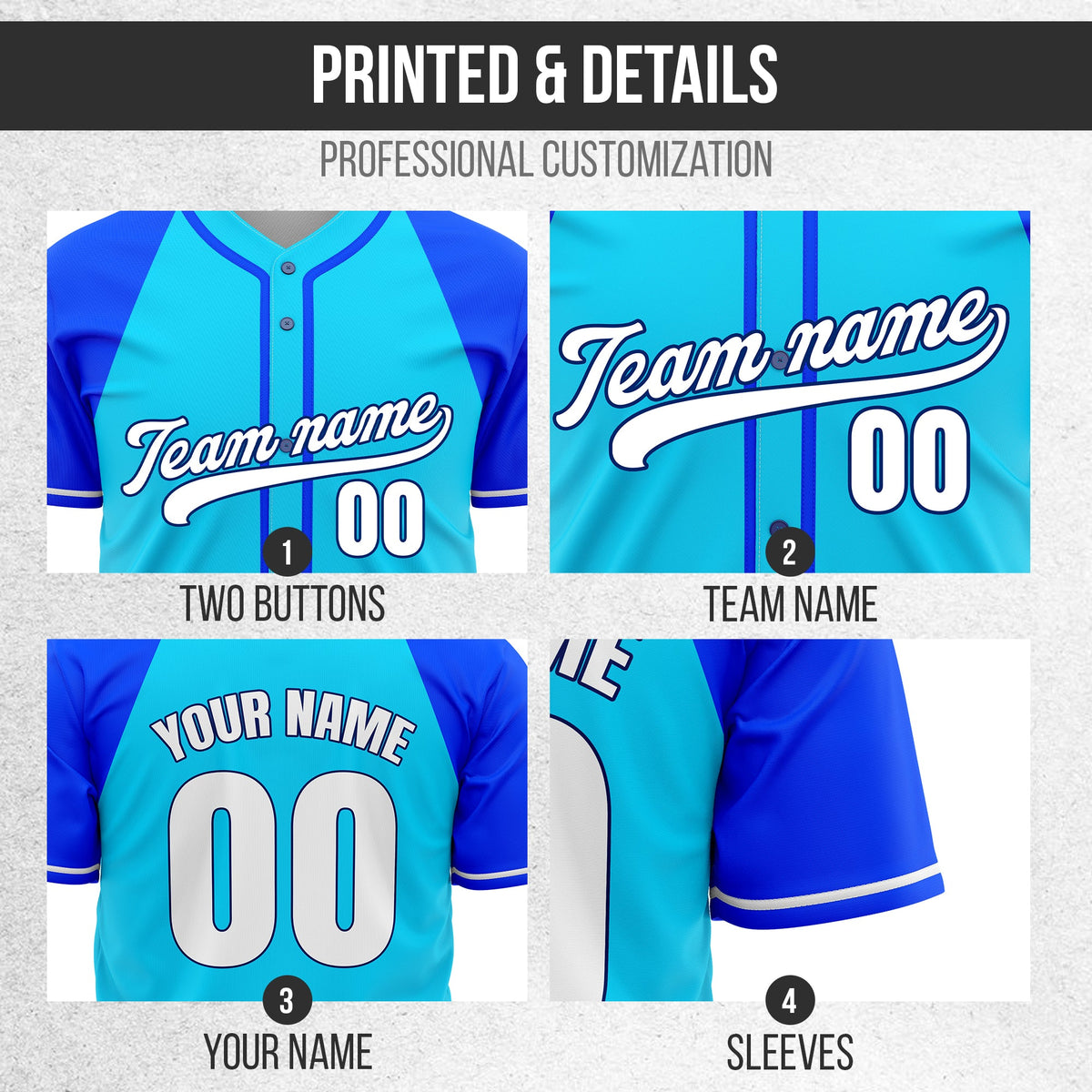 Custom Baseline Baseball Aqua Sports Jersey Personalized Uniform with Name & Number