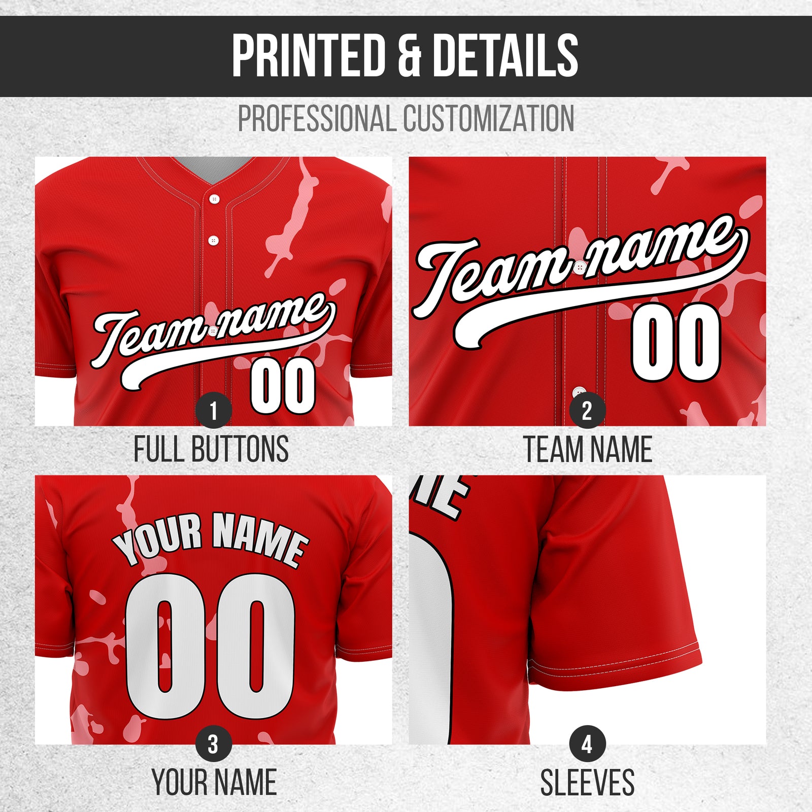 Custom Ink Paint Pop Red Sports Jersey Personalized Uniform with Name & Number