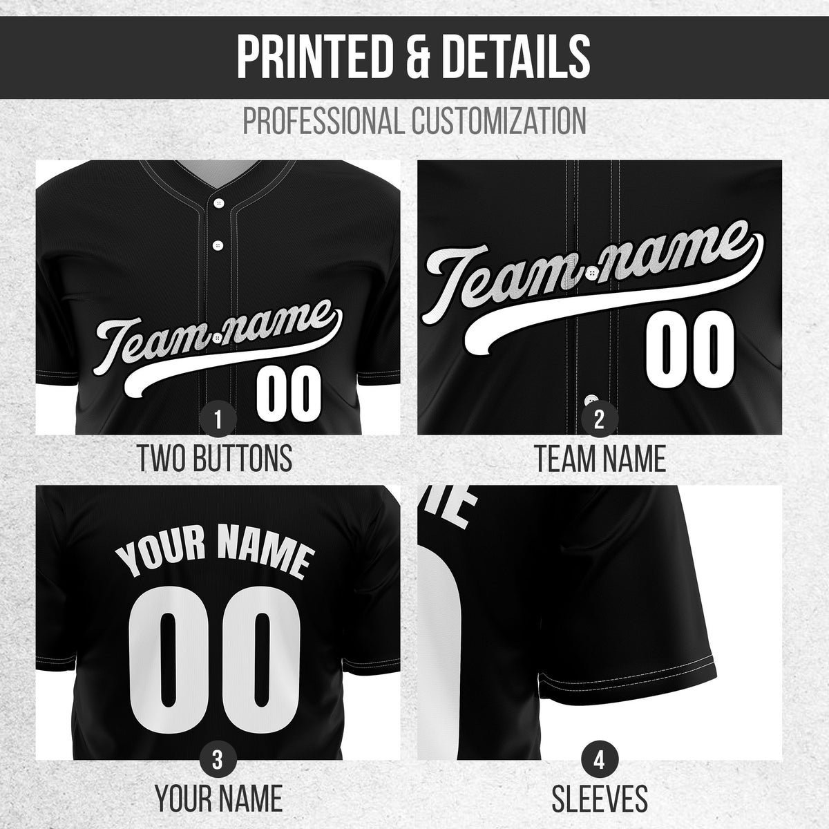 Custom Wave Black Baseball Sports Jersey Personalized Uniform with Name & Number
