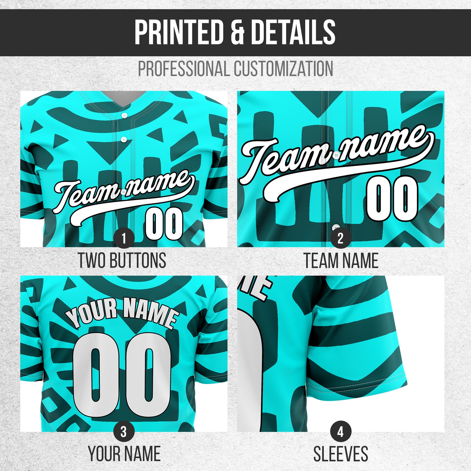 Custom Hawaii Hustle Aqua Baseball Sports Jersey Personalized Uniform with Name & Number