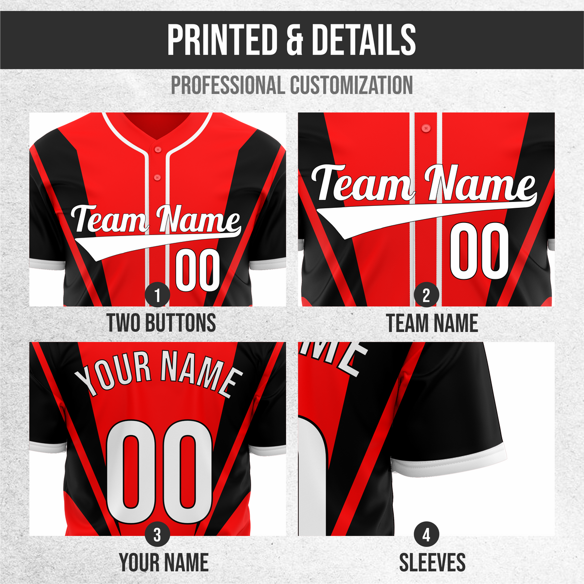 Custom Panel Flow Baseball Red Sports Jersey Personalized Uniform with Name & Number
