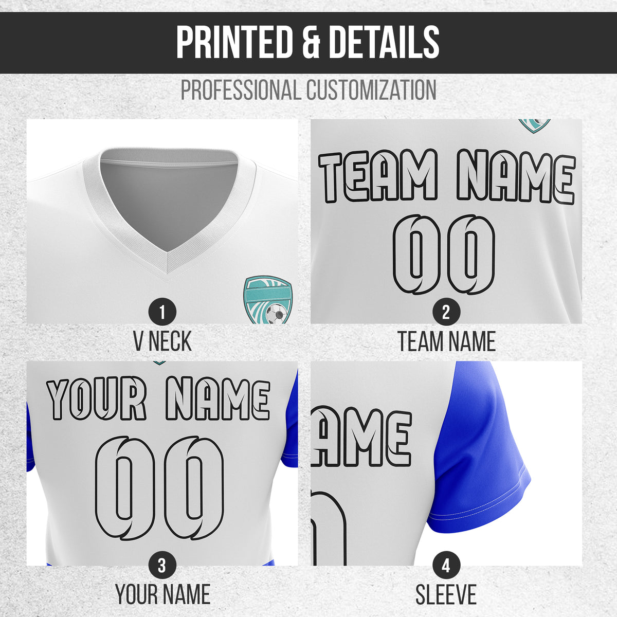 Custom BaseLine V Stripe Pattern White Soccer sport Tops Jersey