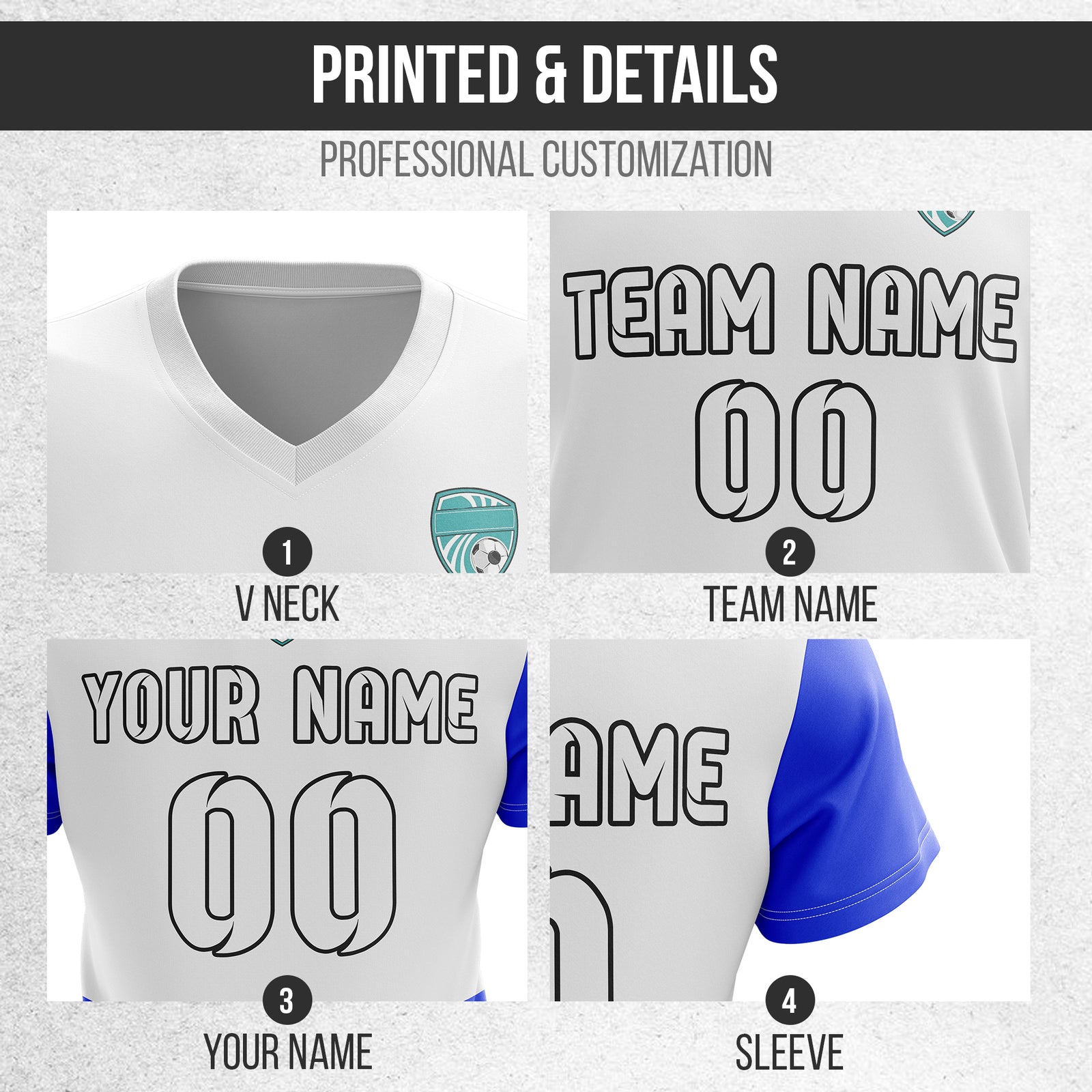 Custom BaseLine V Stripe Pattern White Soccer sport Tops Jersey