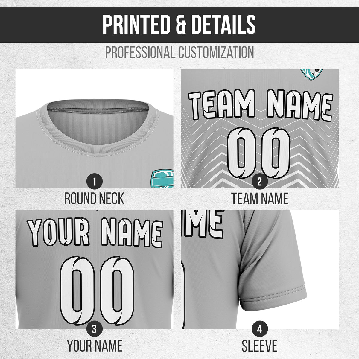 Custom Apex Strike R Side Pattern Grey Soccer sport Tops Jersey