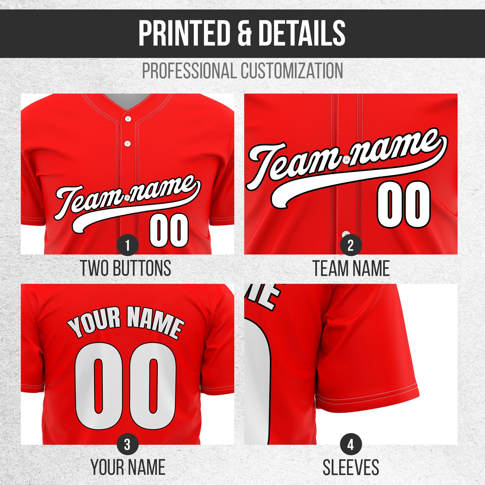 Custom Wave Red  Baseball Sports Jersey Personalized Uniform with Name & Number