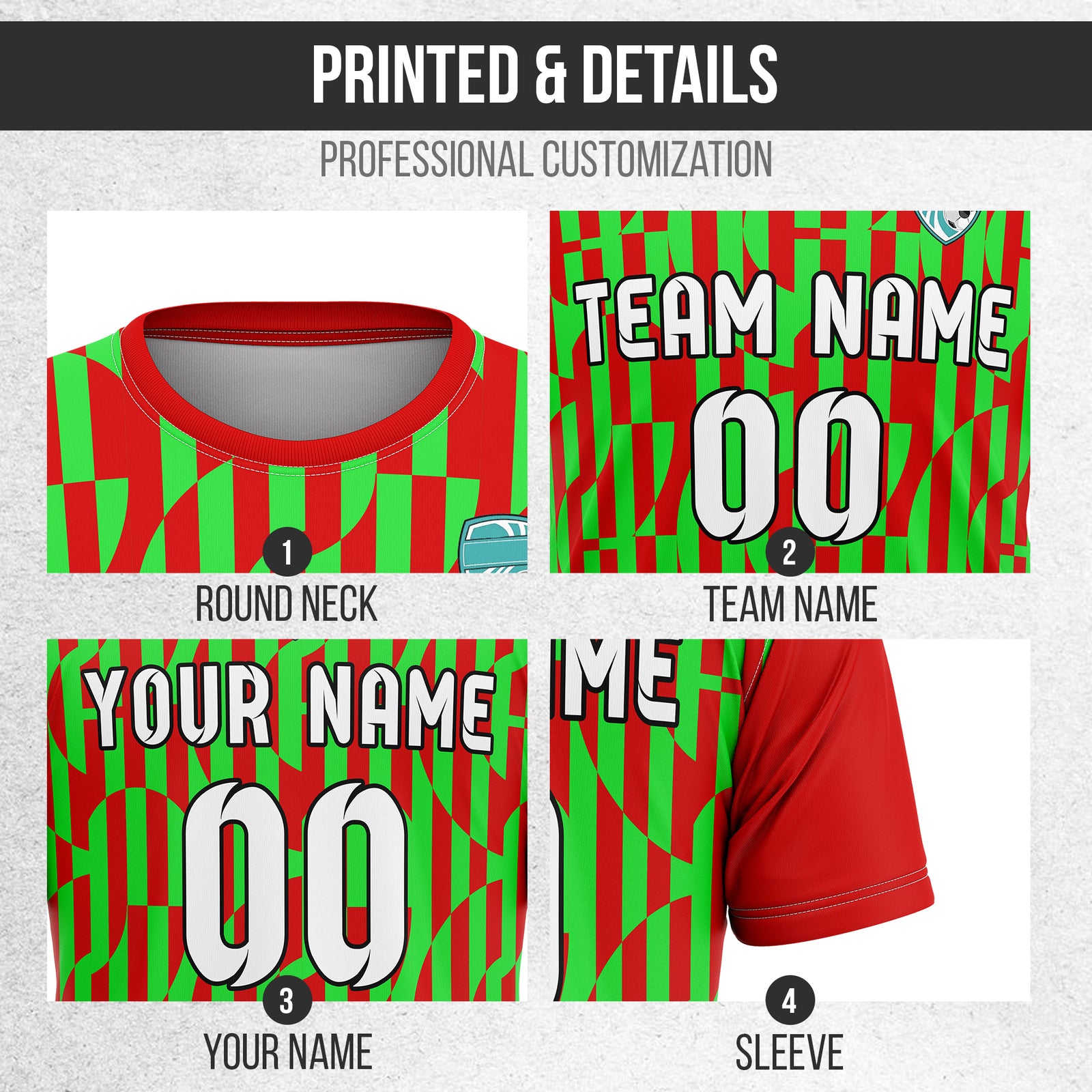 Custom Pulse Grid R-Full Pattern Soccer Red Sport Tops Jersey