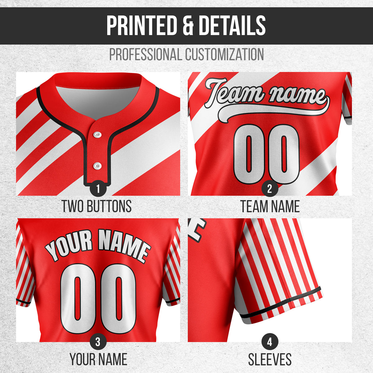 Custom Vibe Split Red Baseball Sports Jersey Personalized Uniform with Name & Number
