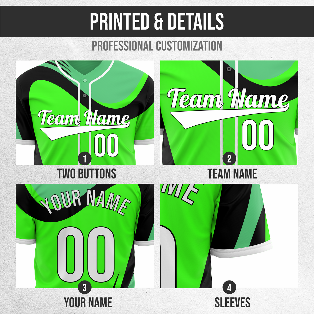 Custom Heritage Flow Baseball Neon Green Sports Jersey Personalized Uniform with Name & Number