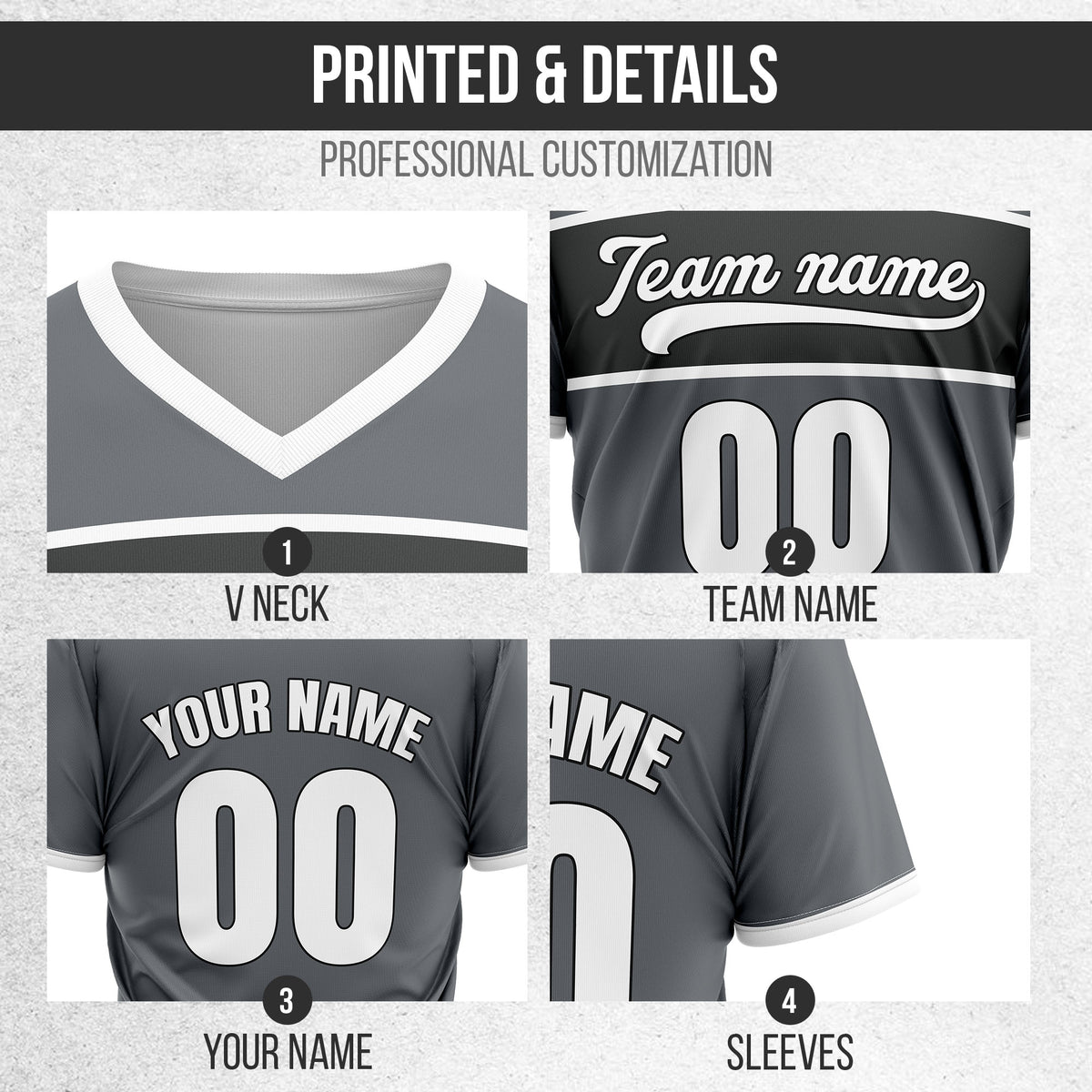 Custom ProEdge Dark Grey Baseball Sports Jersey Personalized Uniform with Name & Number