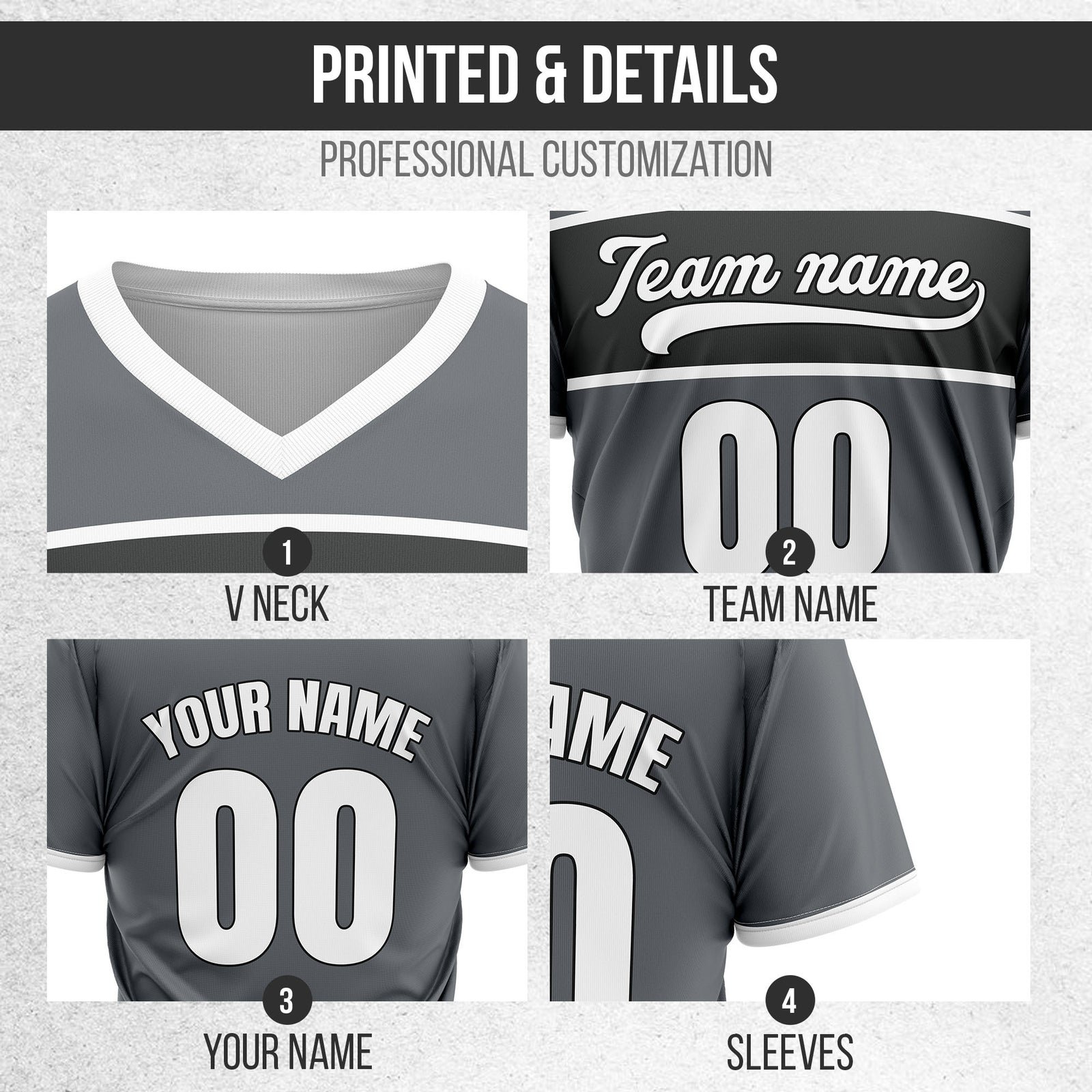 Custom ProEdge Dark Grey Baseball Sports Jersey Personalized Uniform with Name & Number