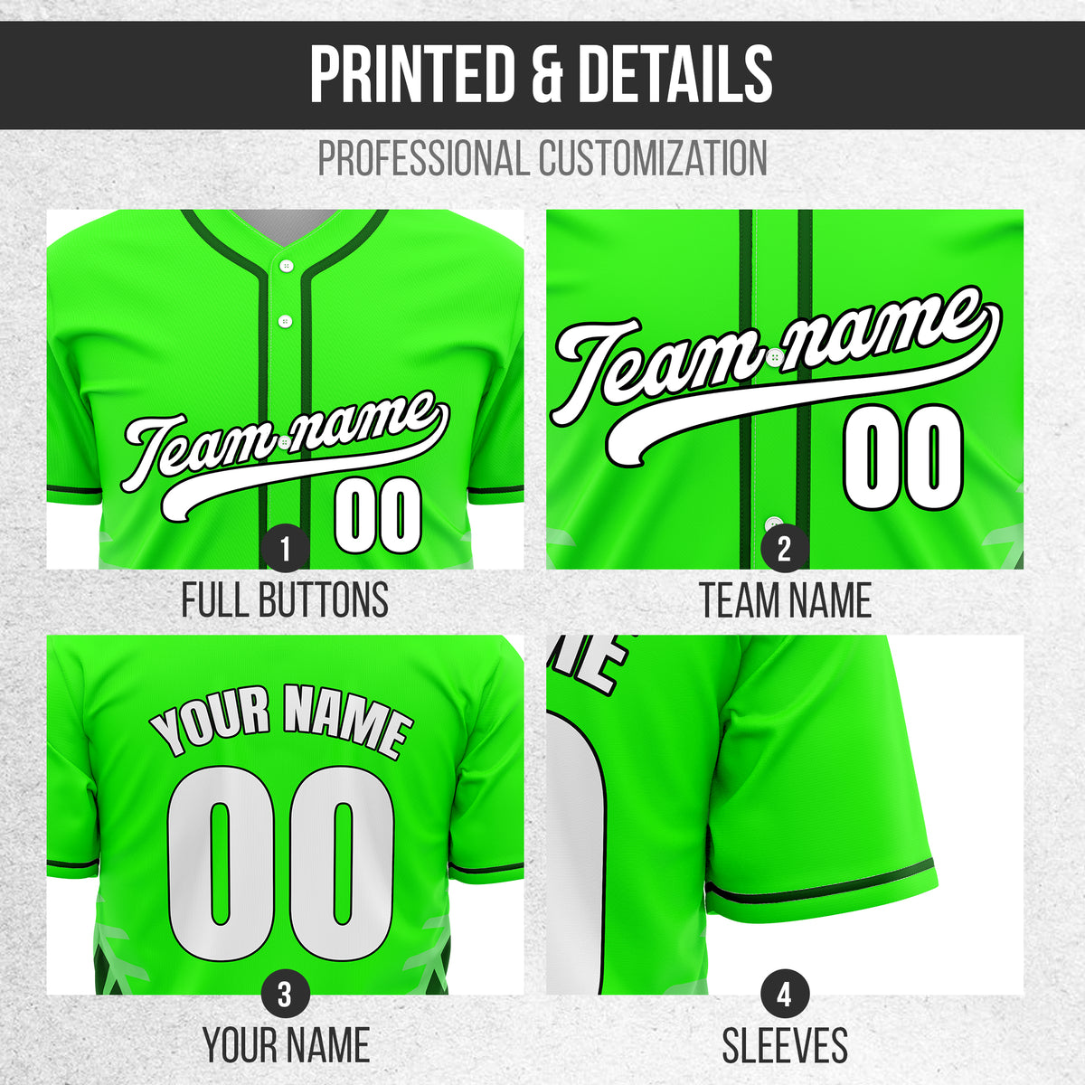 Custom Stitchline Baseball Neon Green Sports Jersey Personalized Uniform with Name & Number
