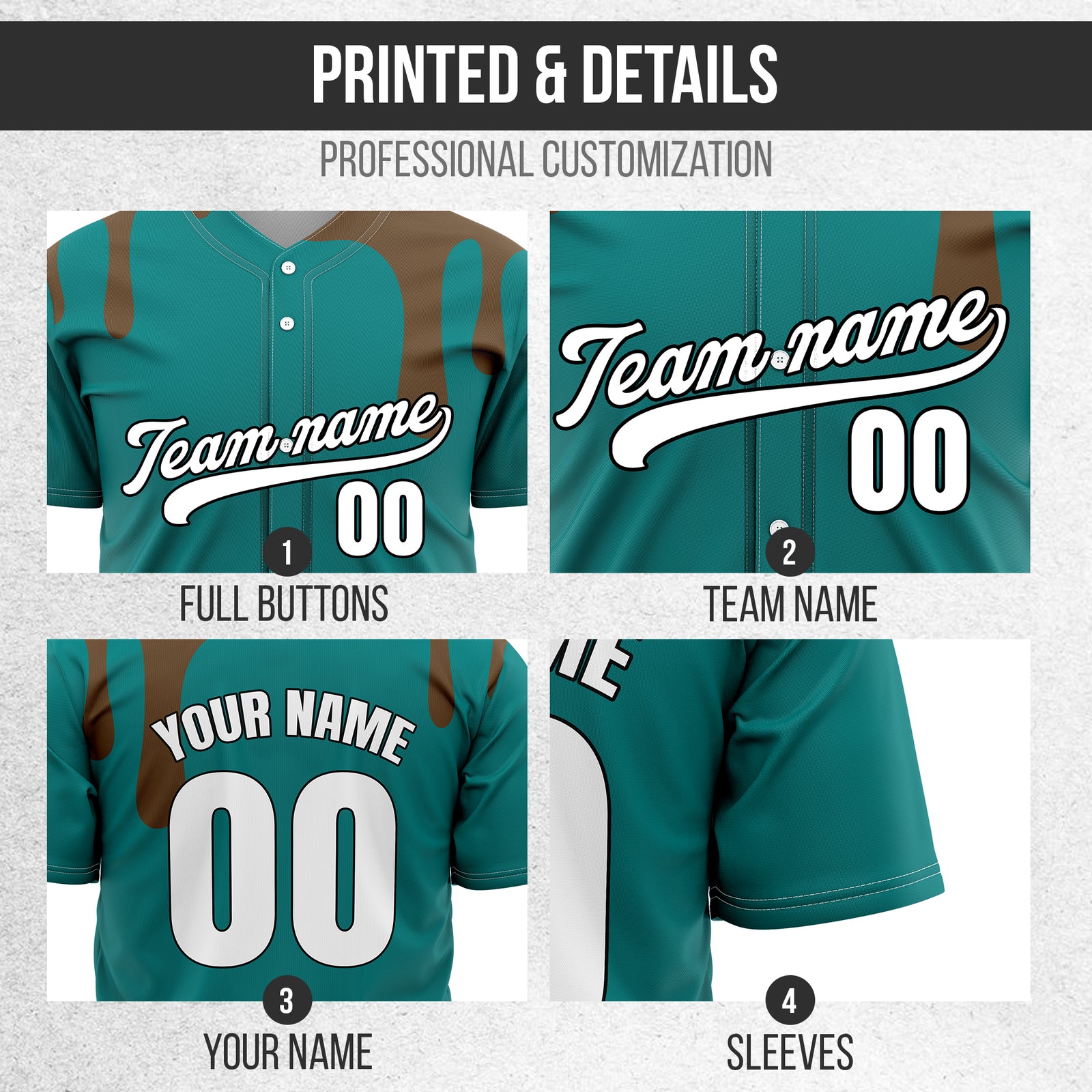 Custom Ink Dripline Teal Sports Jersey Personalized Uniform with Name & Number