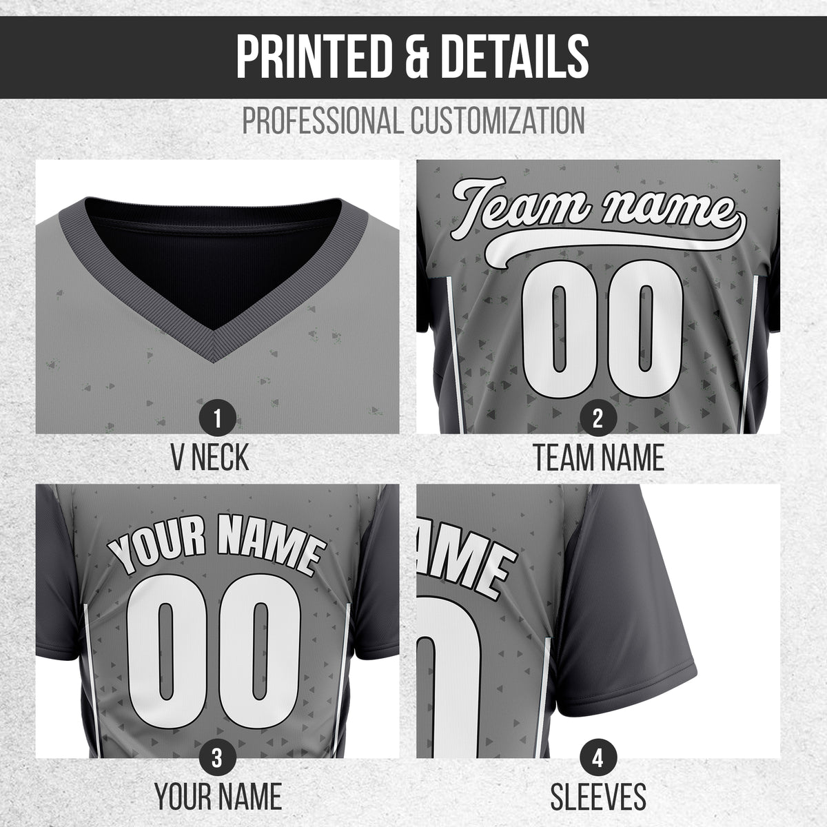 Custom HexaFade Grey Pullover Baseball Sports Jersey Personalized Uniform with Name & Number