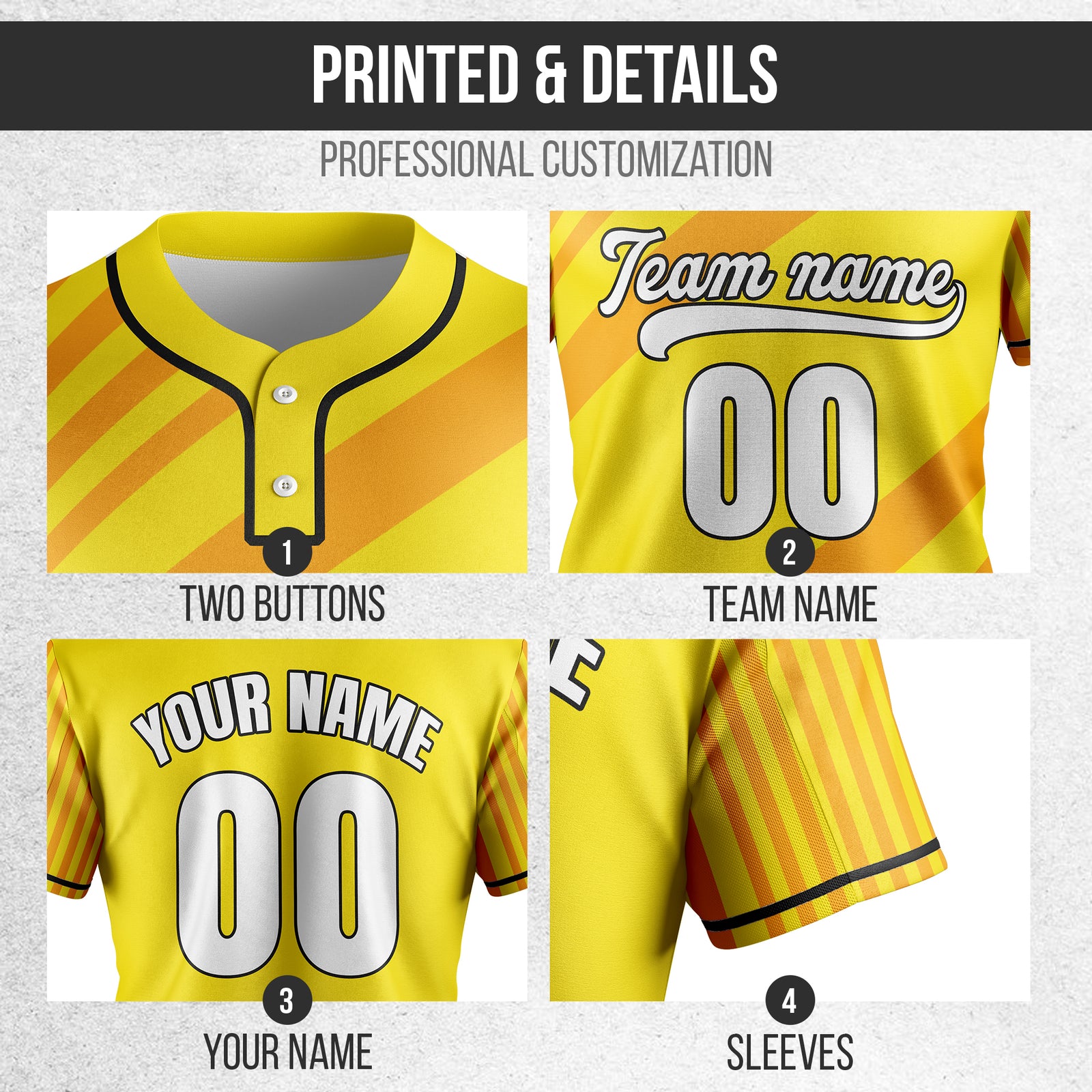 Custom Vibe Split Yellow Baseball Sports Jersey Personalized Uniform with Name & Number