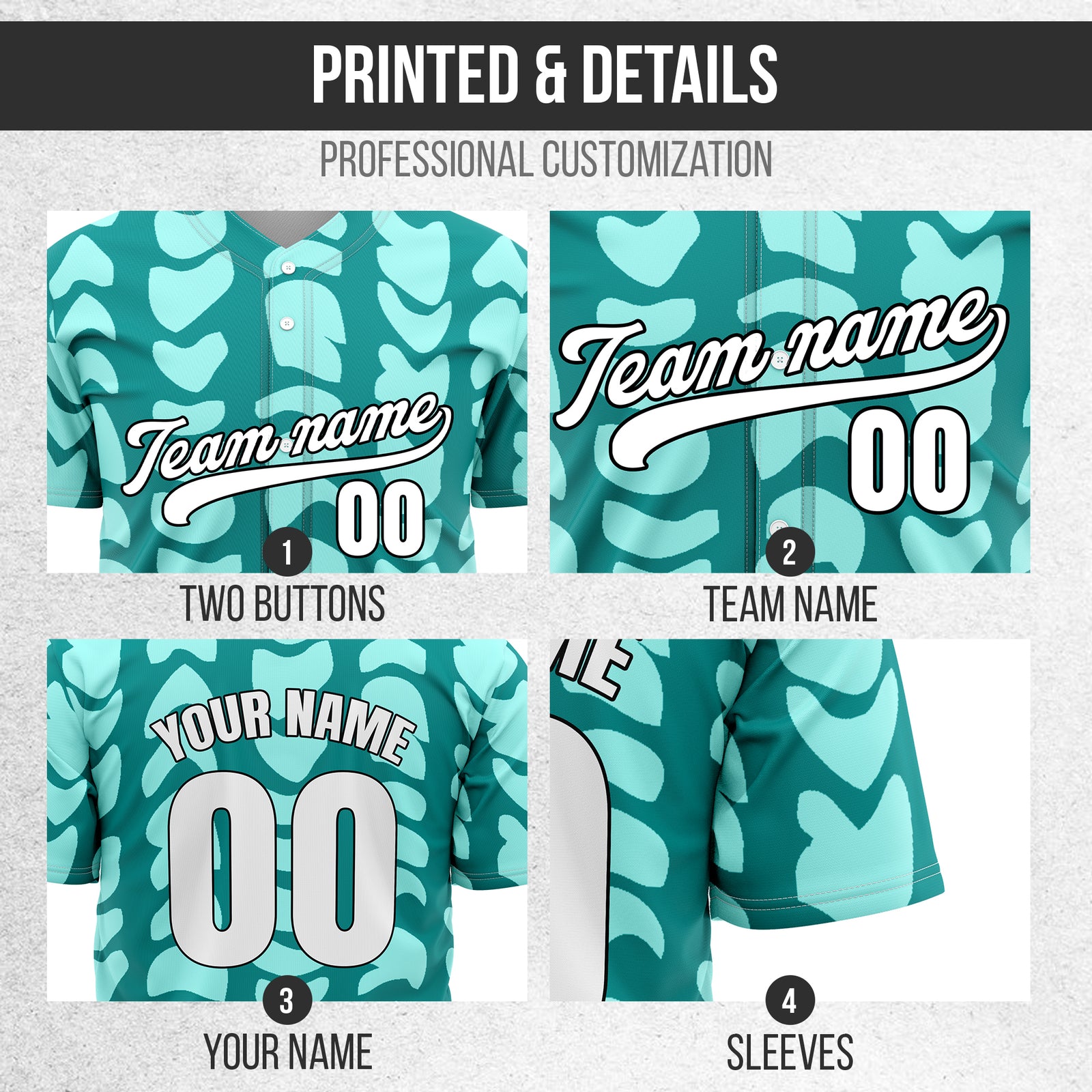 Custom Hawaii Waves Teal Baseball Sports Jersey Personalized Uniform with Name & Number